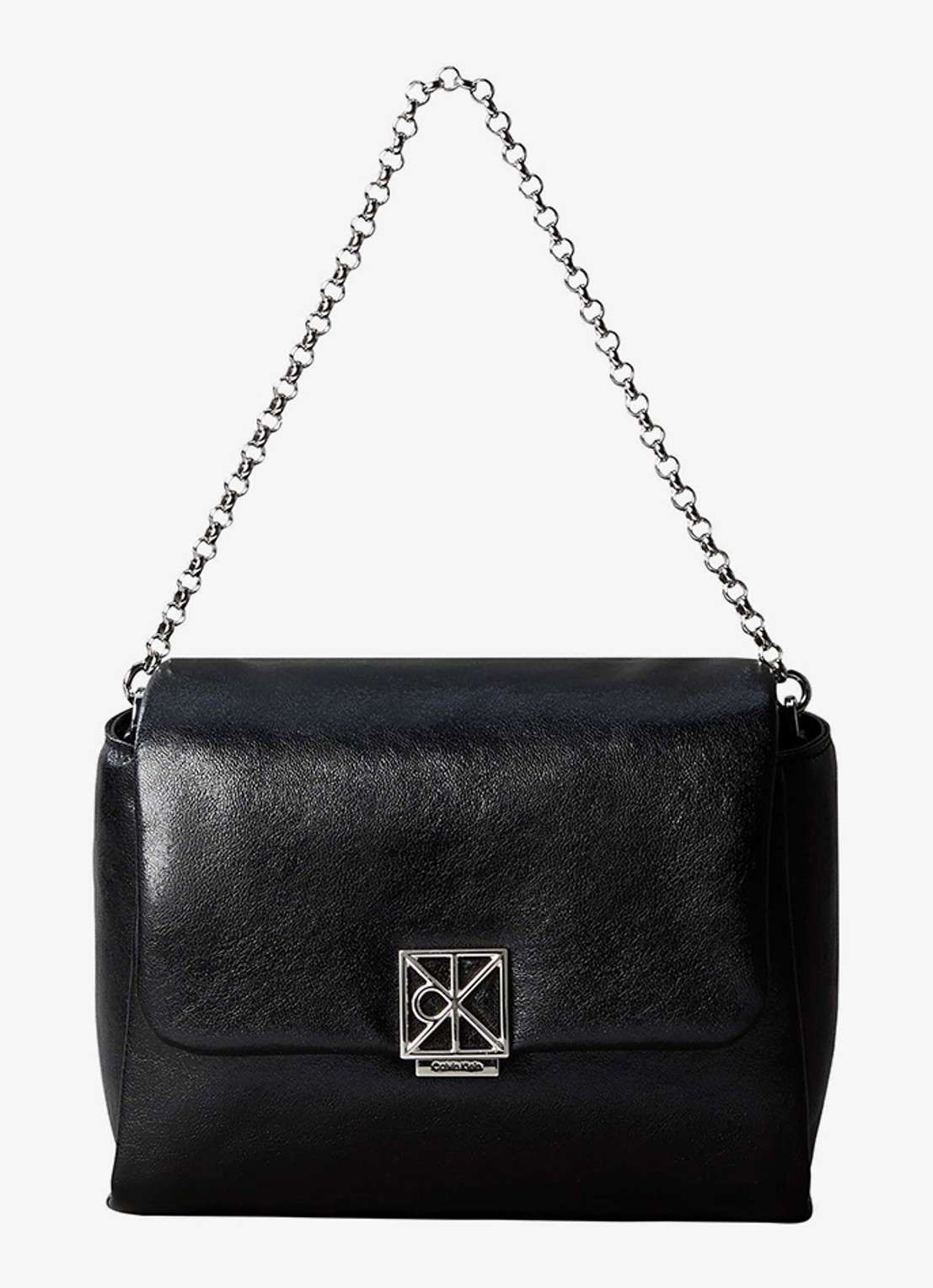 Calvin Klein Schoudertas met logo en afneembare schouderriem - voorkant 2 zwart