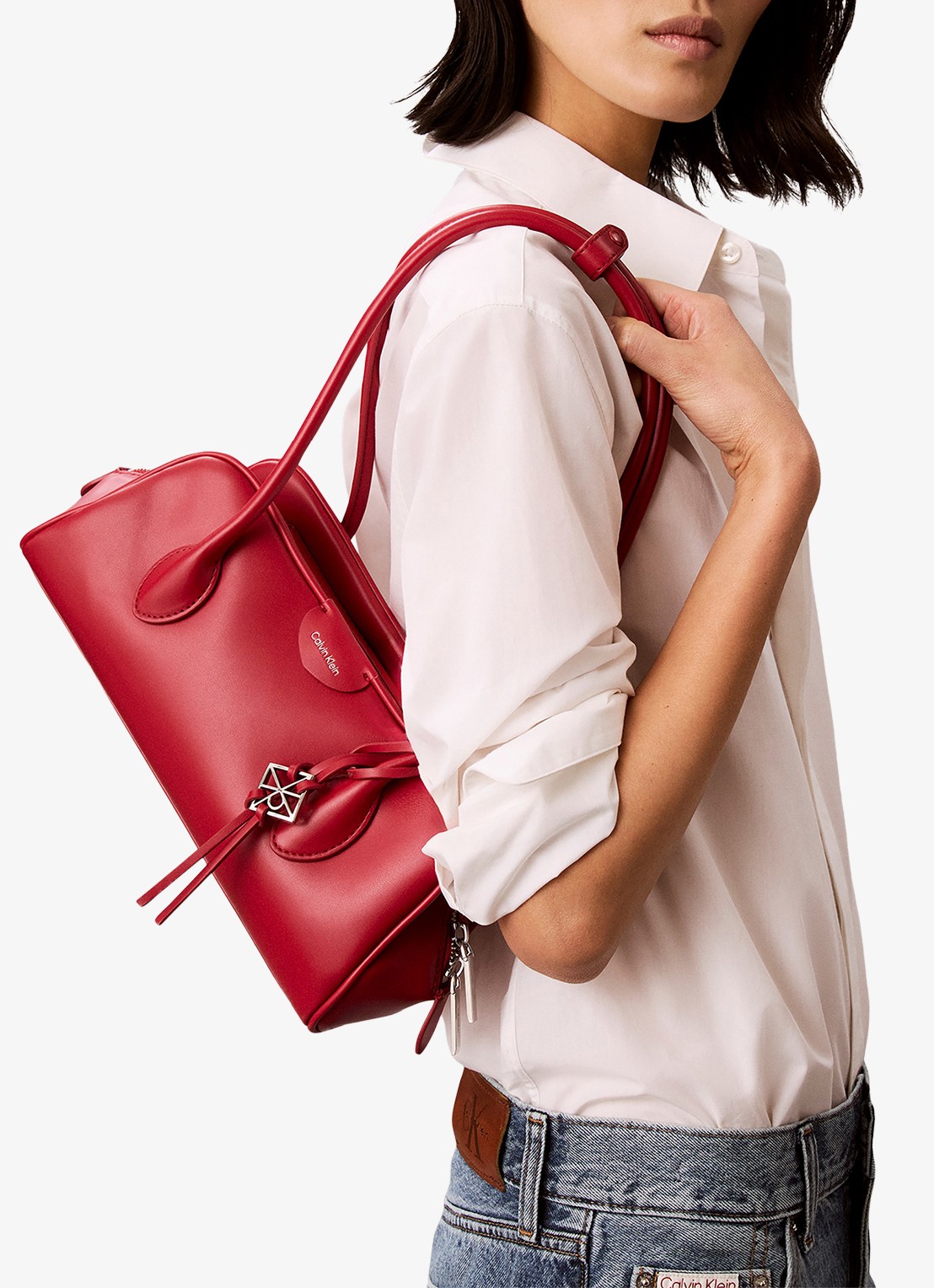 Calvin Klein Schoudertas met logo - voorkant 2 bordeaux wine-xll /  rood