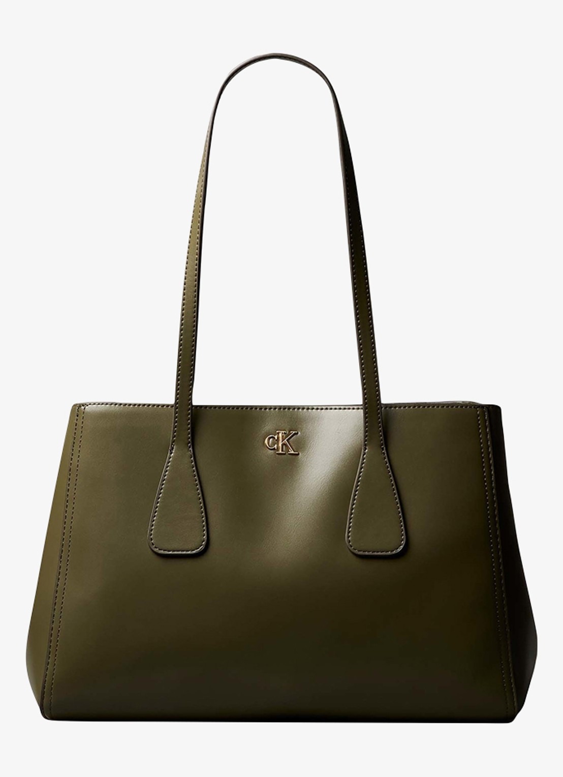 Calvin Klein Schoudertas met logo - voorkant 3 olijfgroen