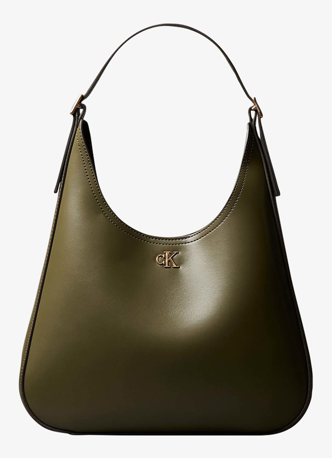 Calvin Klein Schoudertas met logo - voorkant 3 olijfgroen