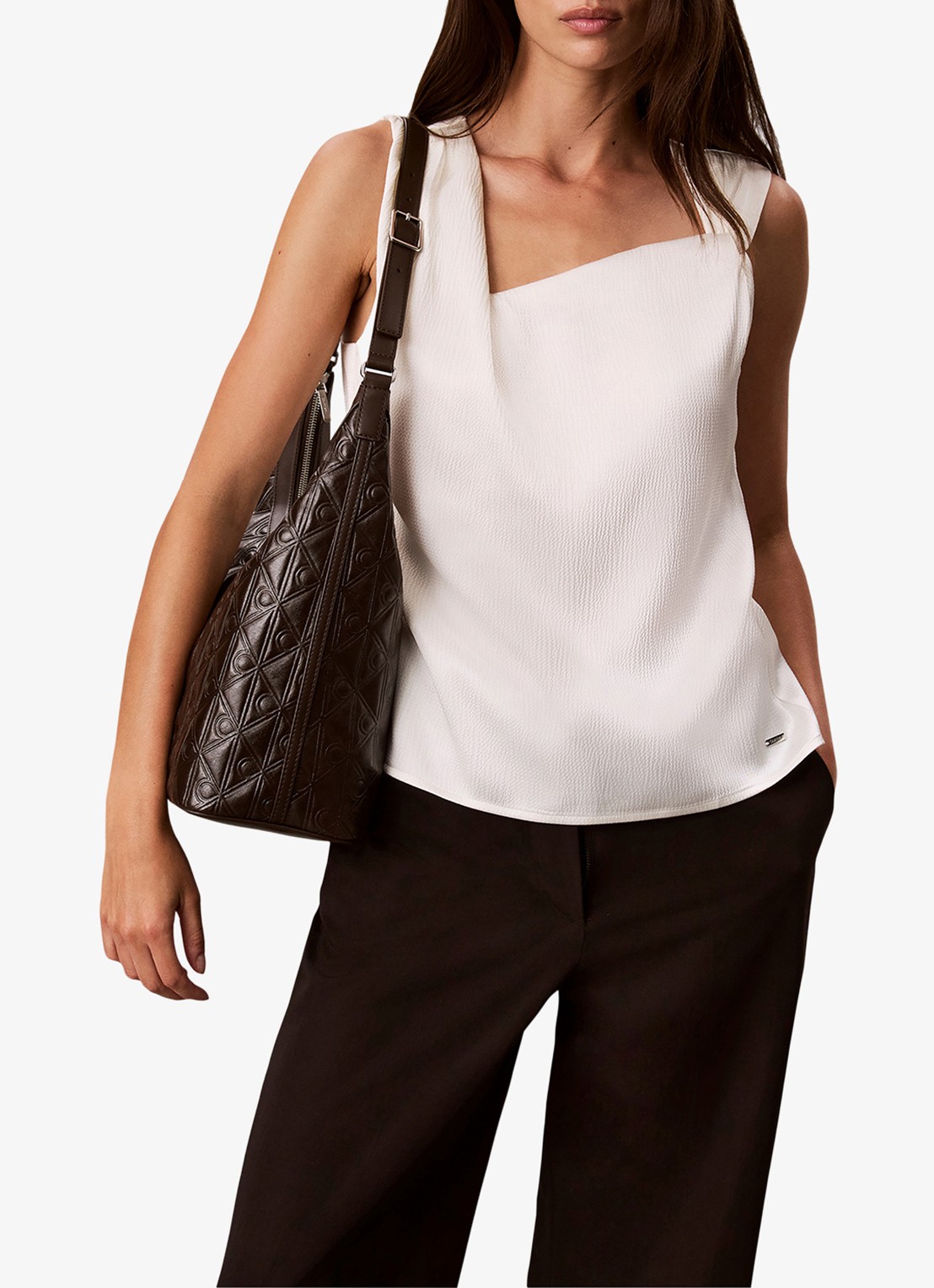 Calvin Klein Schoudertas met logo - detail zwart