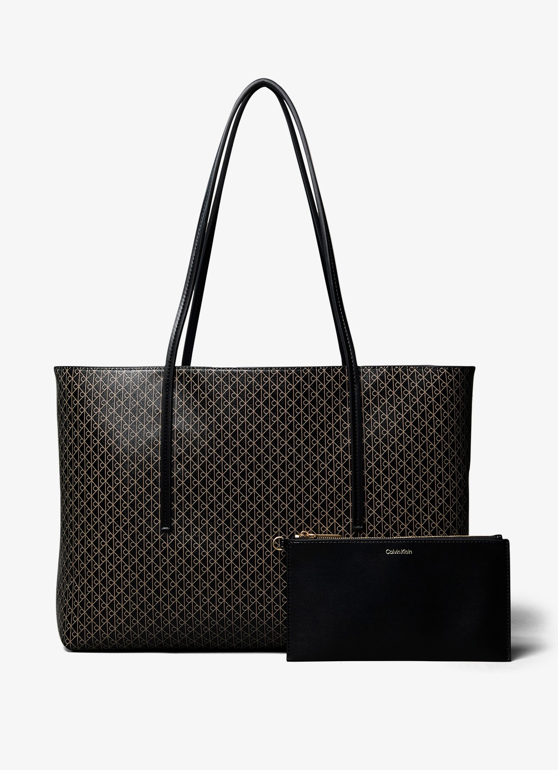 Calvin Klein Schoudertas met logoprint en uitneembaar etui - voorkant 5 zwart
