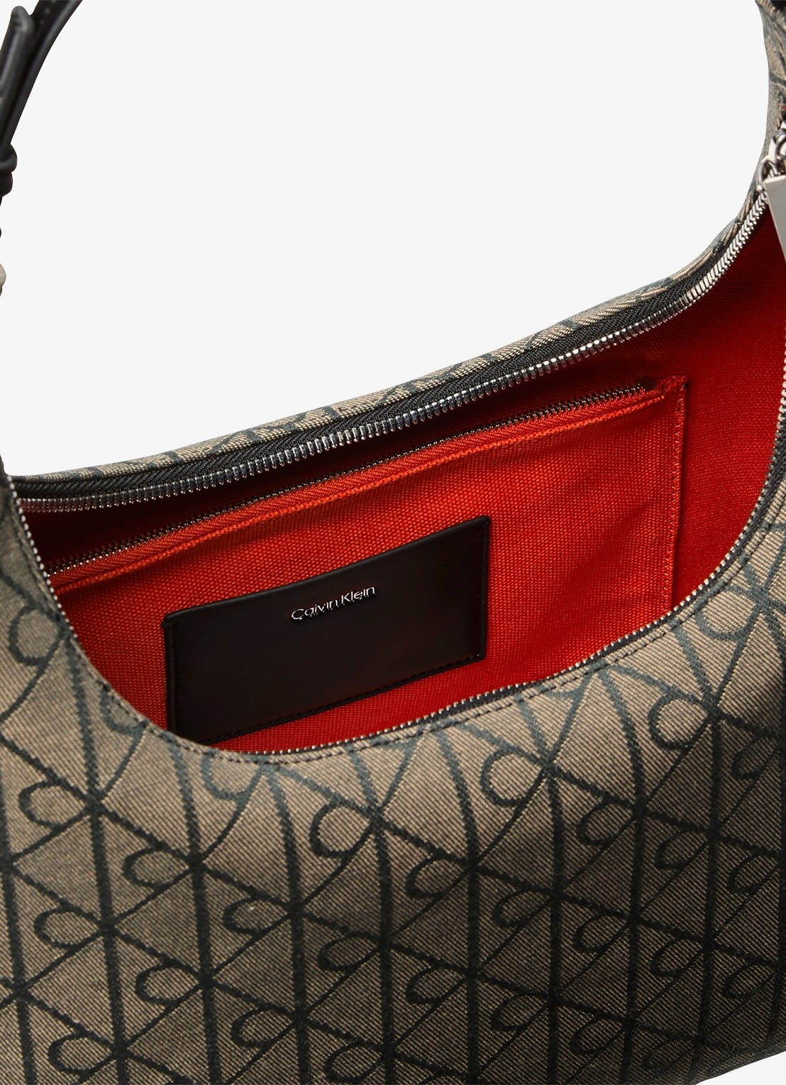 Calvin Klein Schoudertas met logoprint - detail 2 lotus beige/black aop jqd-8e3 /  zwart