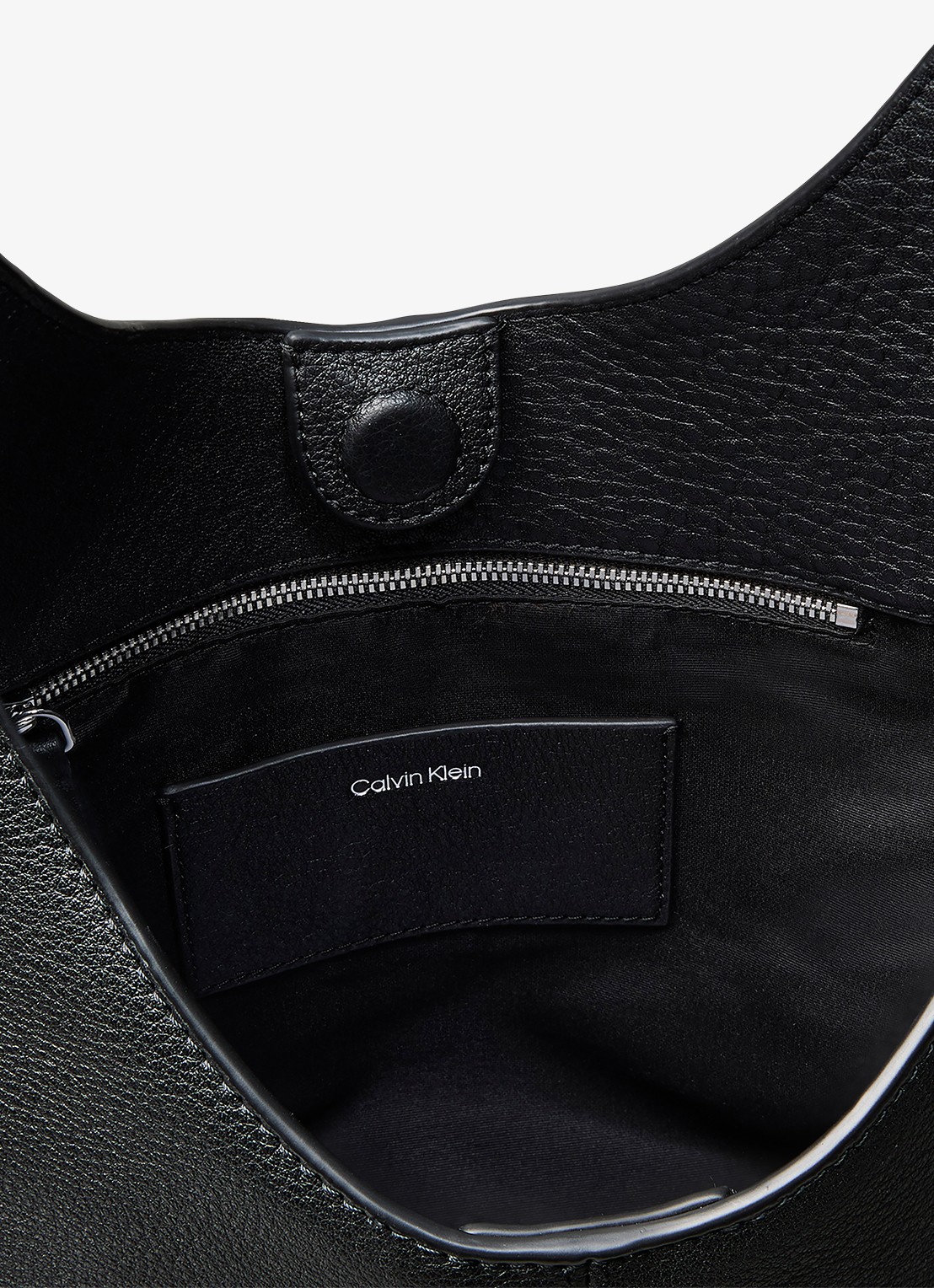 Calvin Klein Schoudertas van leer - detail 4 black-ub1 /  zwart