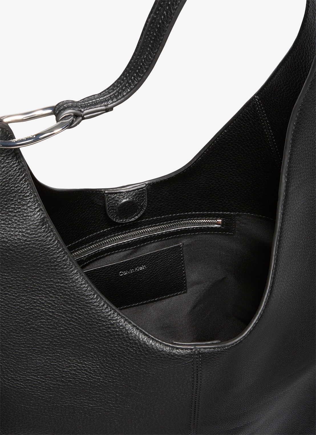 Calvin Klein Schoudertas van leer - detail 5 black-ub1 /  zwart