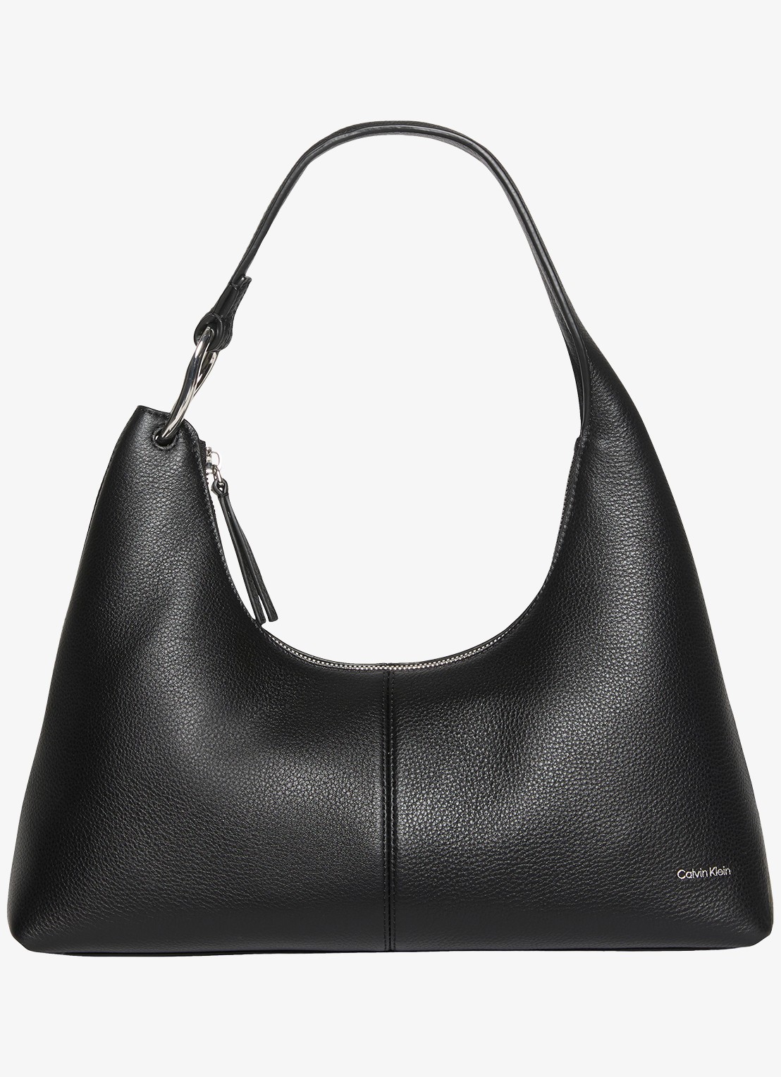 Calvin Klein Schoudertas van leer - voorkant black-ub1 /  zwart