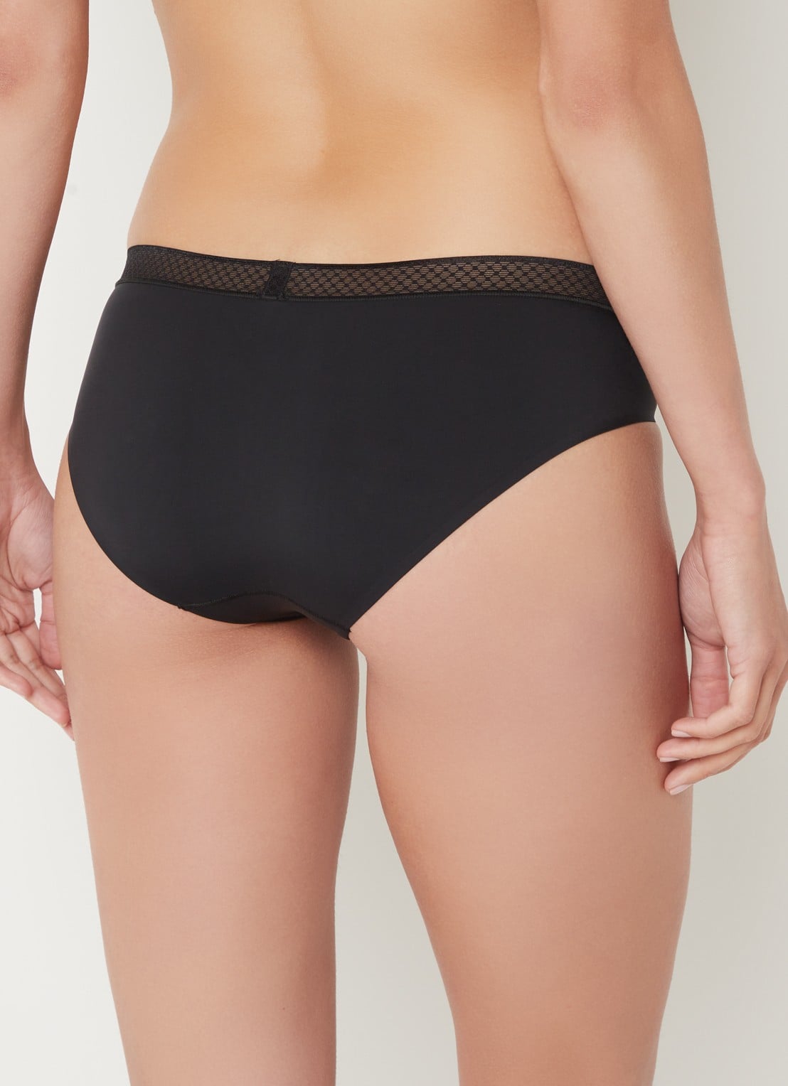 Calvin Klein Seductive Comfort slip met kant - achterkant 4 zwart