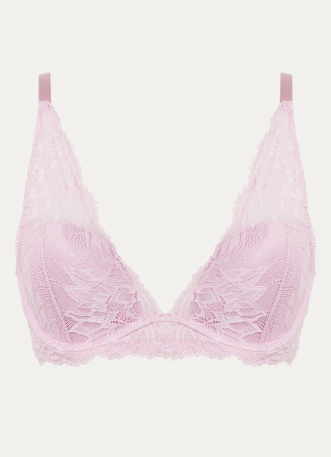 Calvin Klein Seductive Comfort voorgevormde plunge bh met overlay van kant - voorkant 2 roze