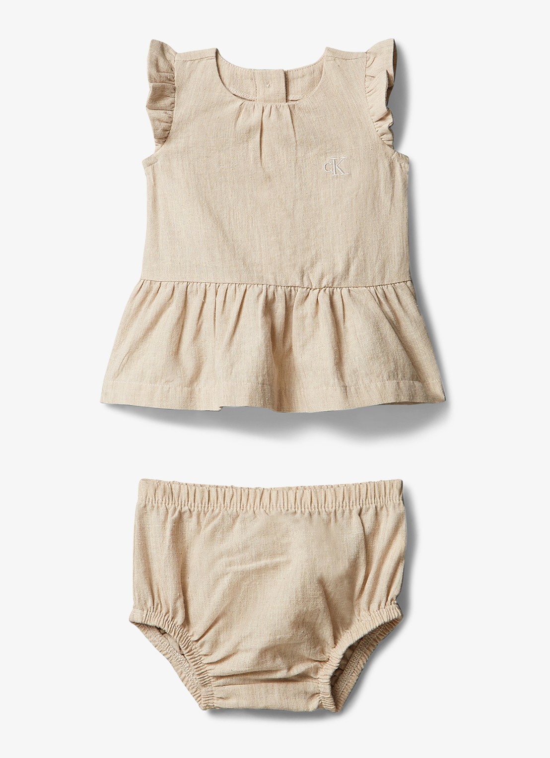Calvin Klein Set van blouse en bloomer 2-delig - voorkant beige