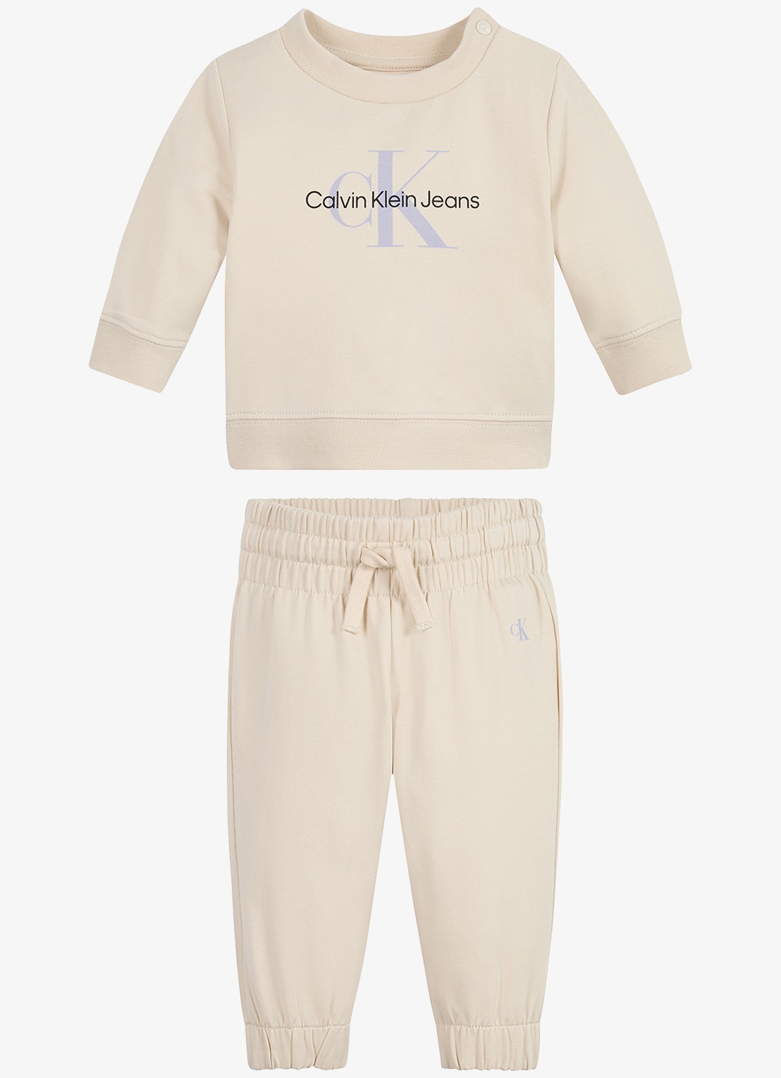 Calvin Klein Set van sweater en joggingbroek 2-delig - voorkant 2 beige