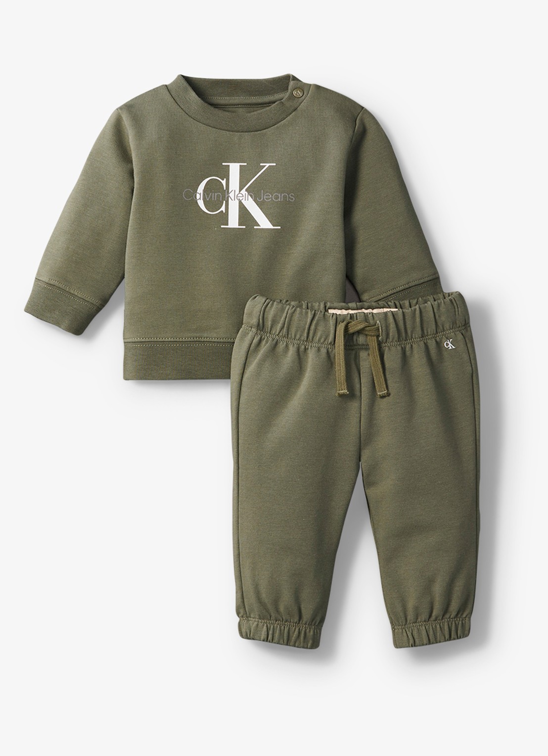 Calvin Klein Set van sweater en joggingbroek 2-delig - voorkant olijfgroen