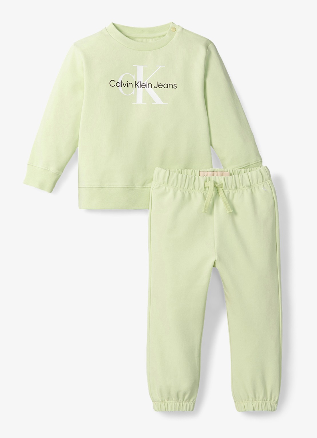 Calvin Klein Set van sweater en joggingbroek 2-delig - voorkant lindegroen