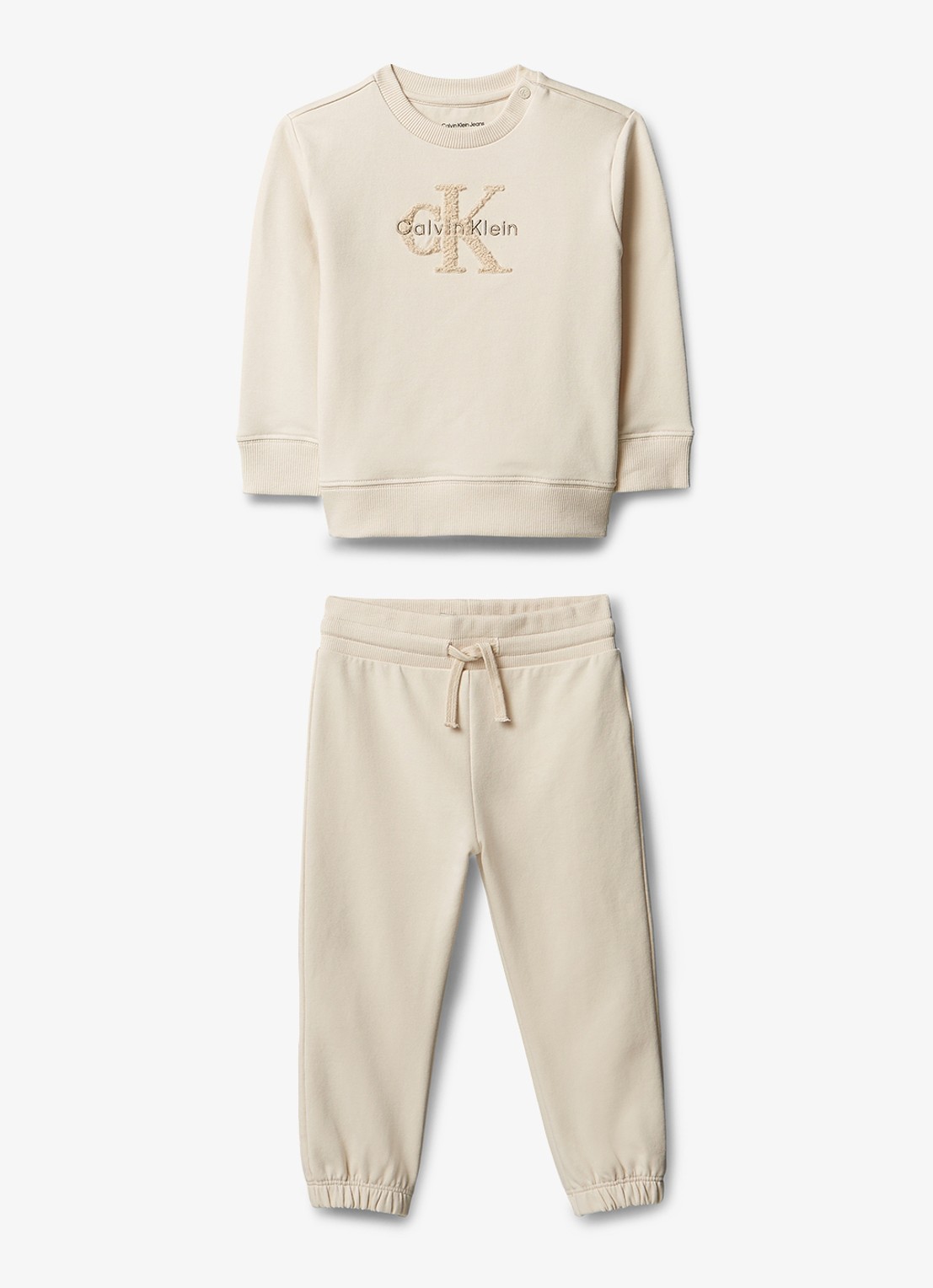Calvin Klein Set van sweater en joggingbroek met logoborduring 2-delig - voorkant 2 beige