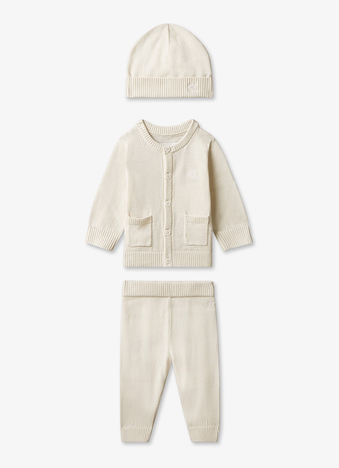 Calvin Klein Set van trui met joggingbroek en muts 3-delig - voorkant 2 creme