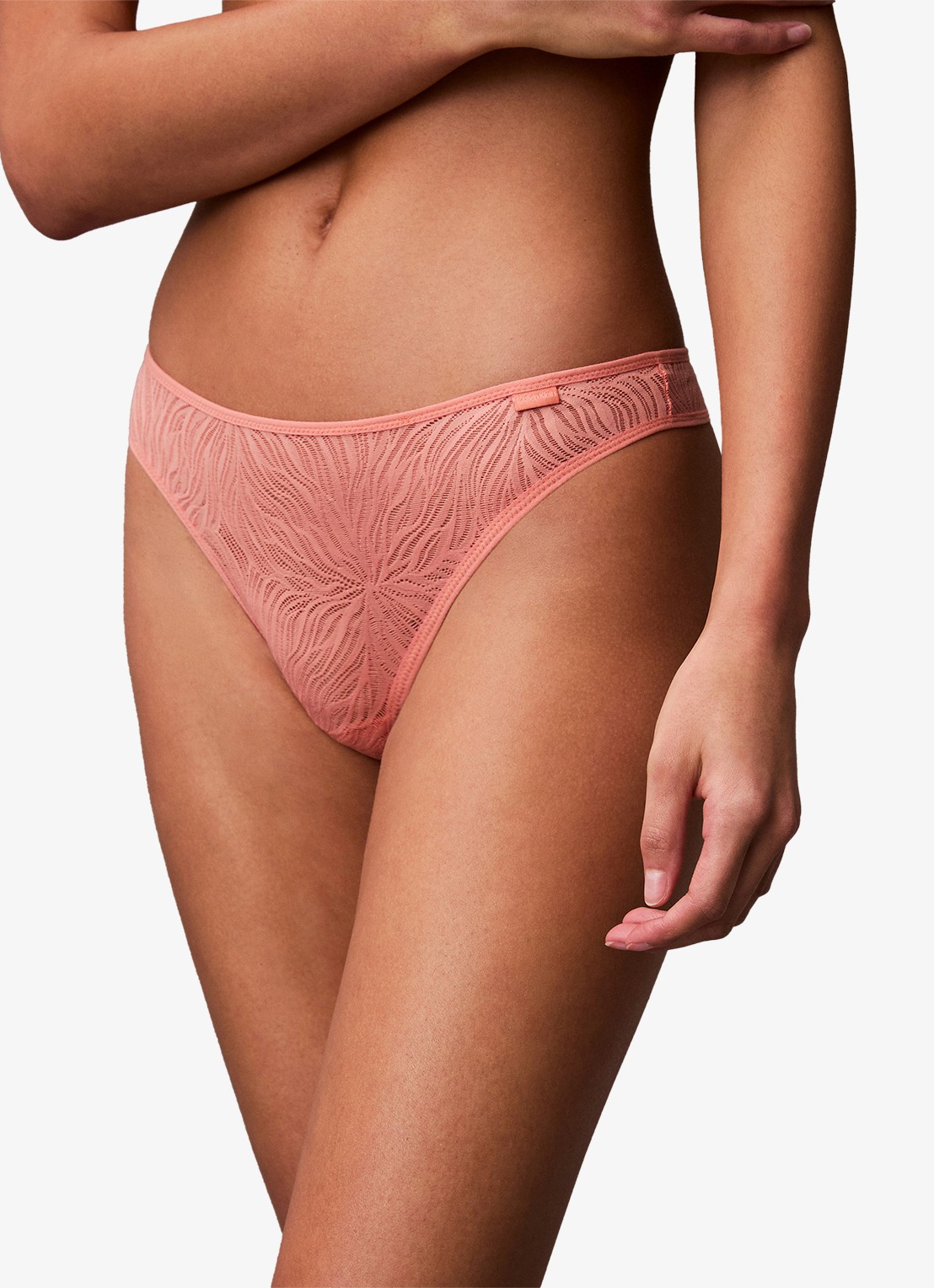 Calvin Klein Sheer Marquisette string van kant - detail 3 tawny orange / oranje