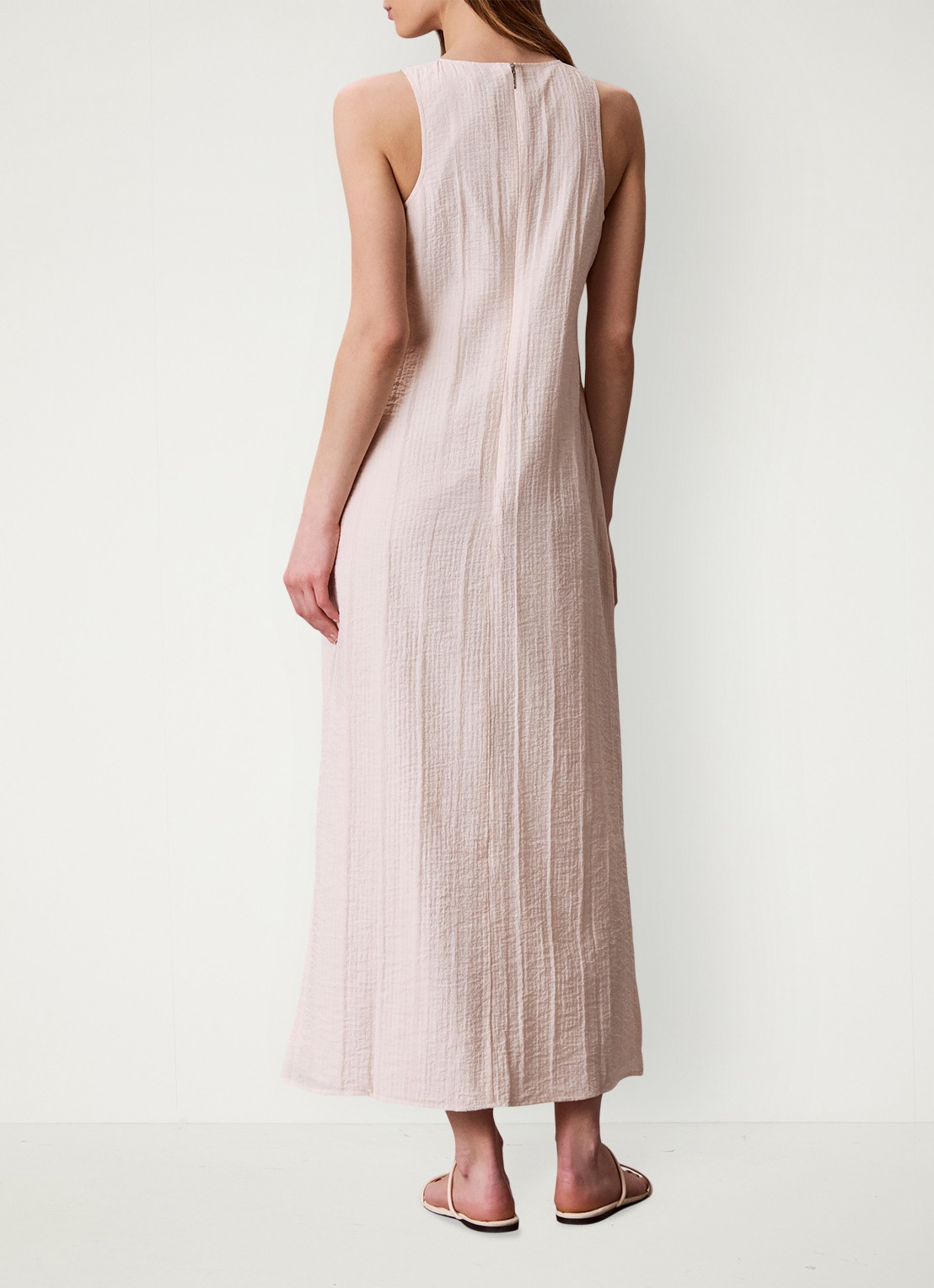 Calvin Klein Sheer midi jurk met structuur - achterkant 5 creme