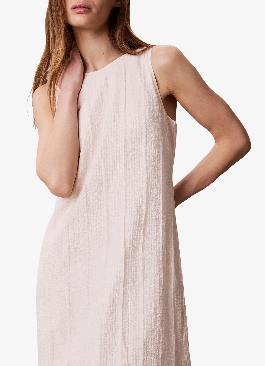 Calvin Klein Sheer midi jurk met structuur - detail 2 creme