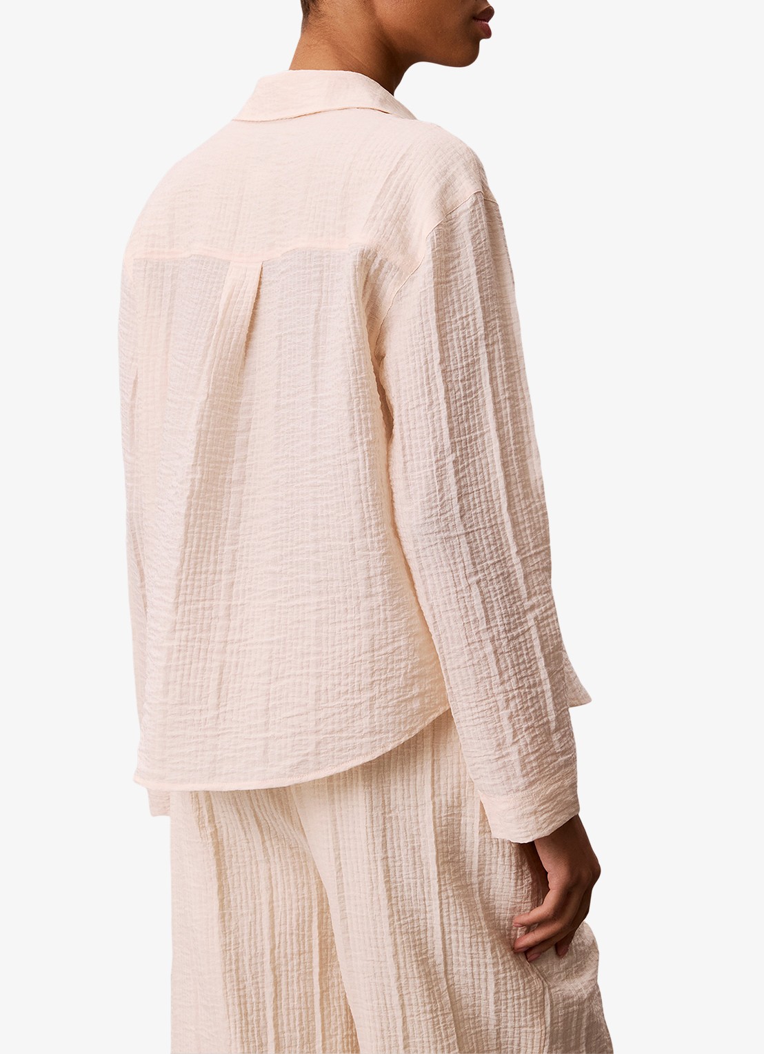 Calvin Klein Sheer tuniek met structuur - achterkant 4 creme