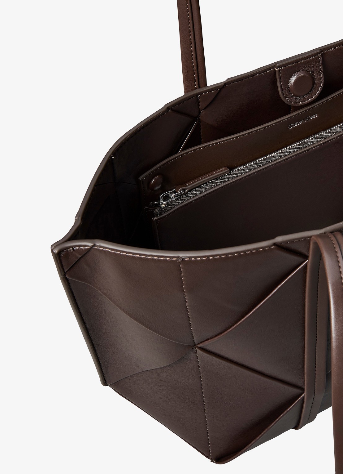 Calvin Klein Shopper met gevlochten detail - detail 4 delicioso-bal /  bruin