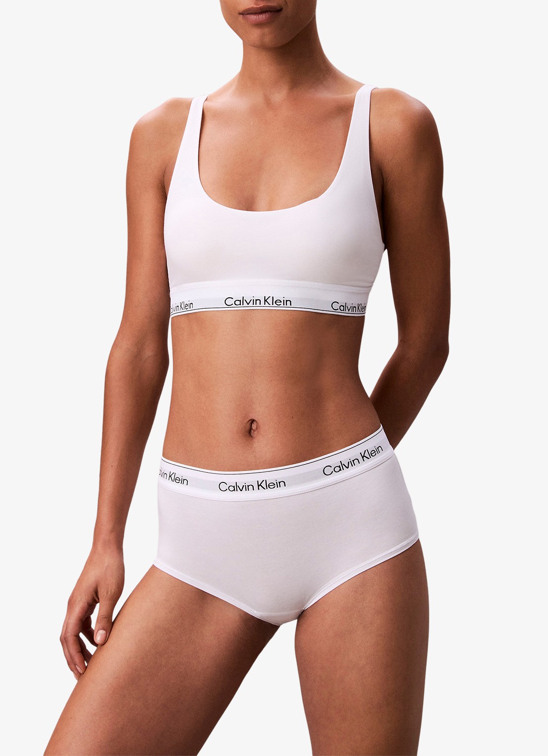 Calvin Klein Shorty met logoband - voorkant 6 wit
