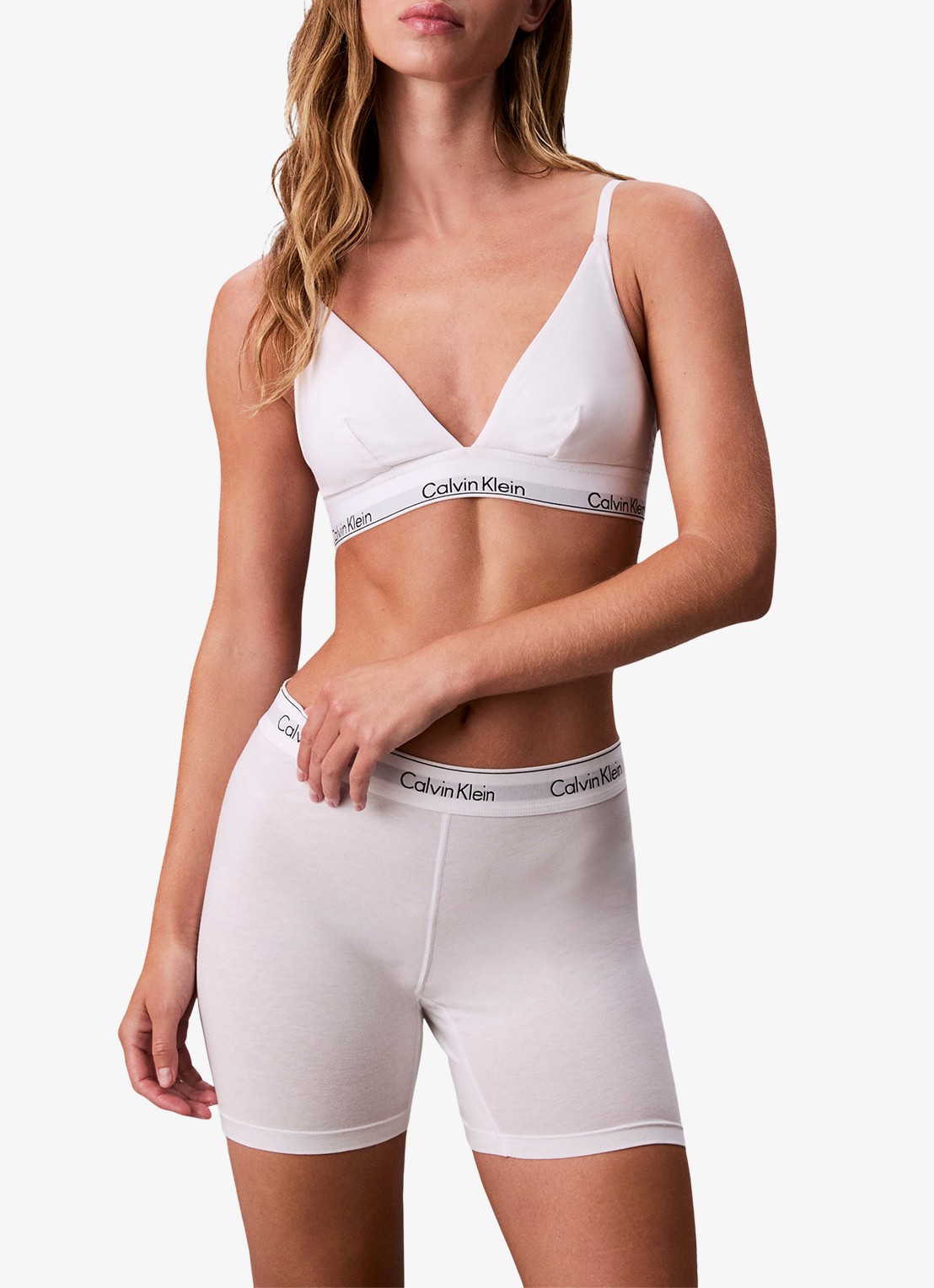 Calvin Klein Shorty met logoband  - detail wit