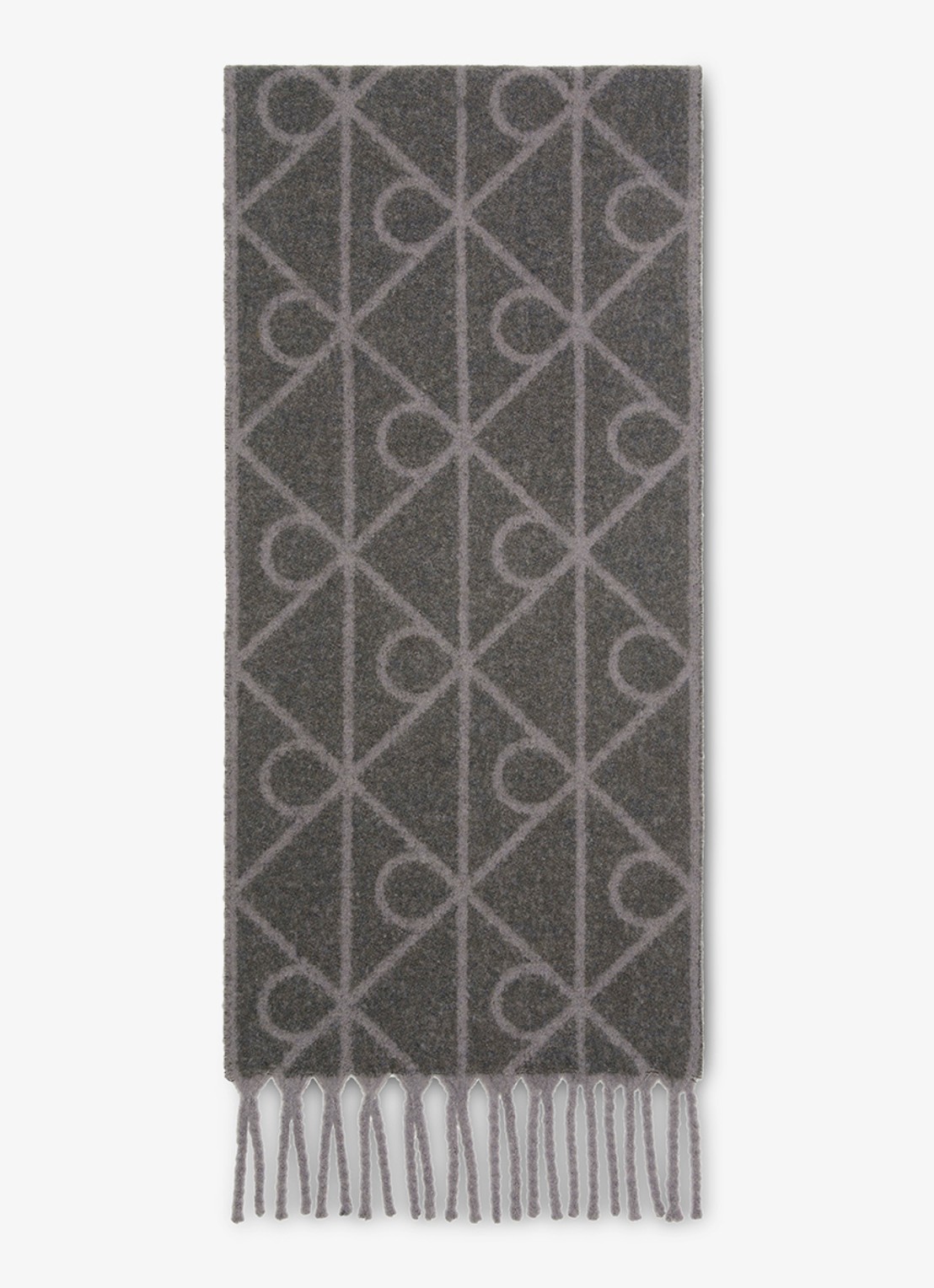 Calvin Klein Sjaal in wolblend met logoprint - voorkant donkergrijs