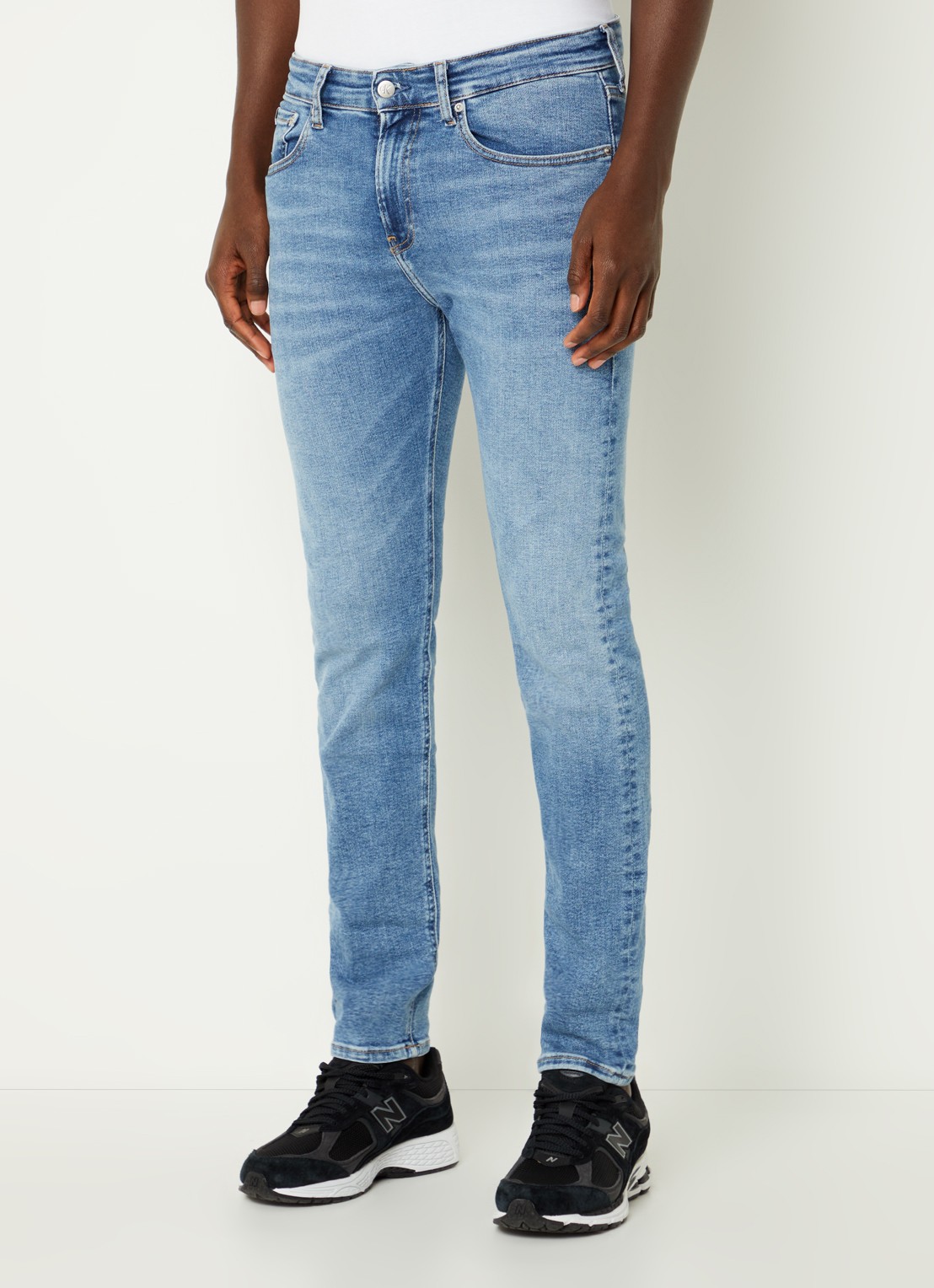 Calvin Klein Skinny jeans met medium wassing en steekzakken - detail indigo