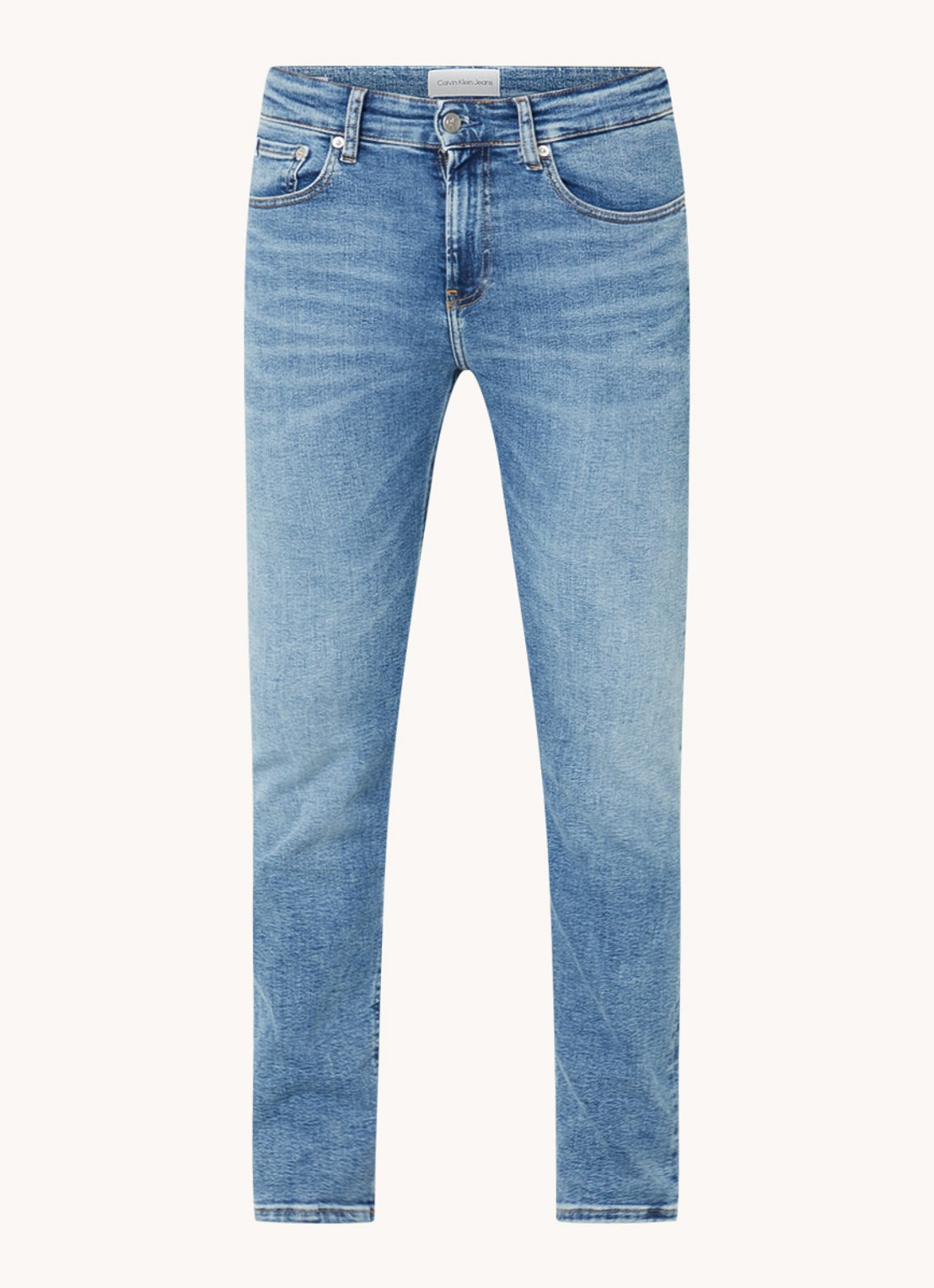 Calvin Klein Skinny jeans met medium wassing en steekzakken - voorkant 3 indigo