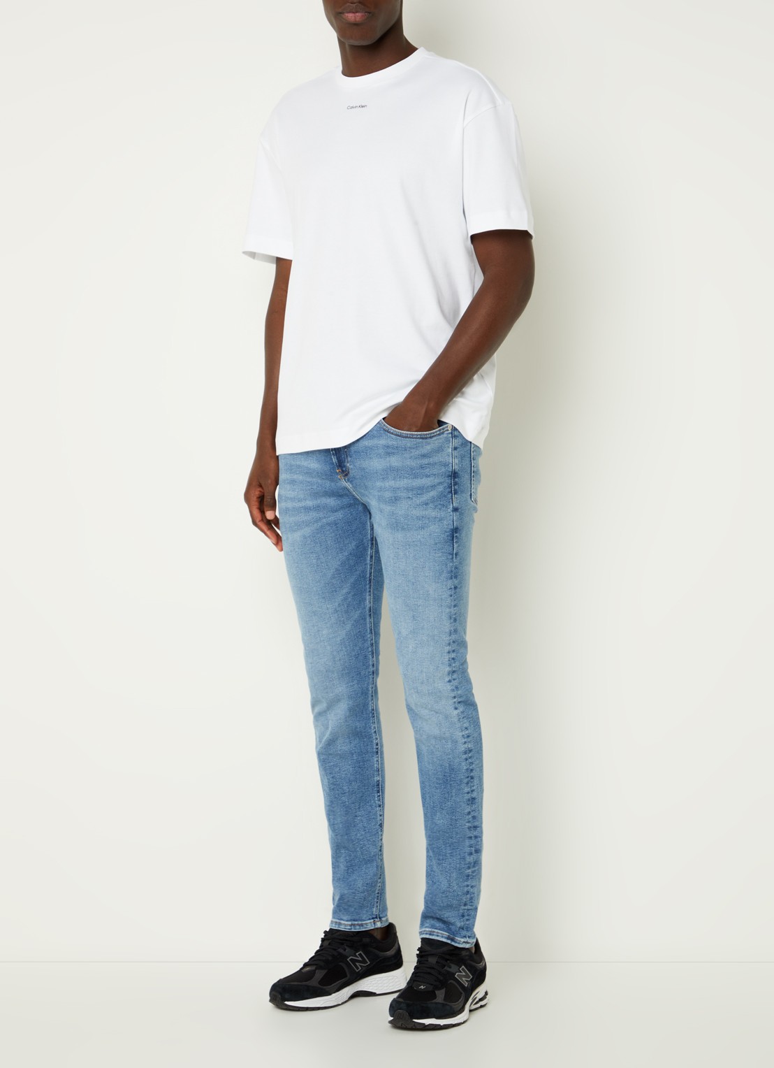 Calvin Klein Skinny jeans met medium wassing en steekzakken - voorkant 4 indigo