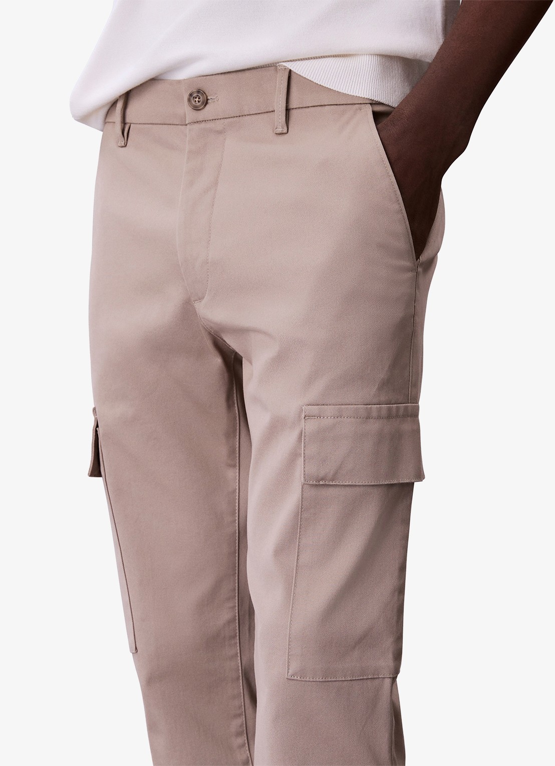 Calvin Klein Slim fit cargobroek met klepzakken - detail 2 khaki
