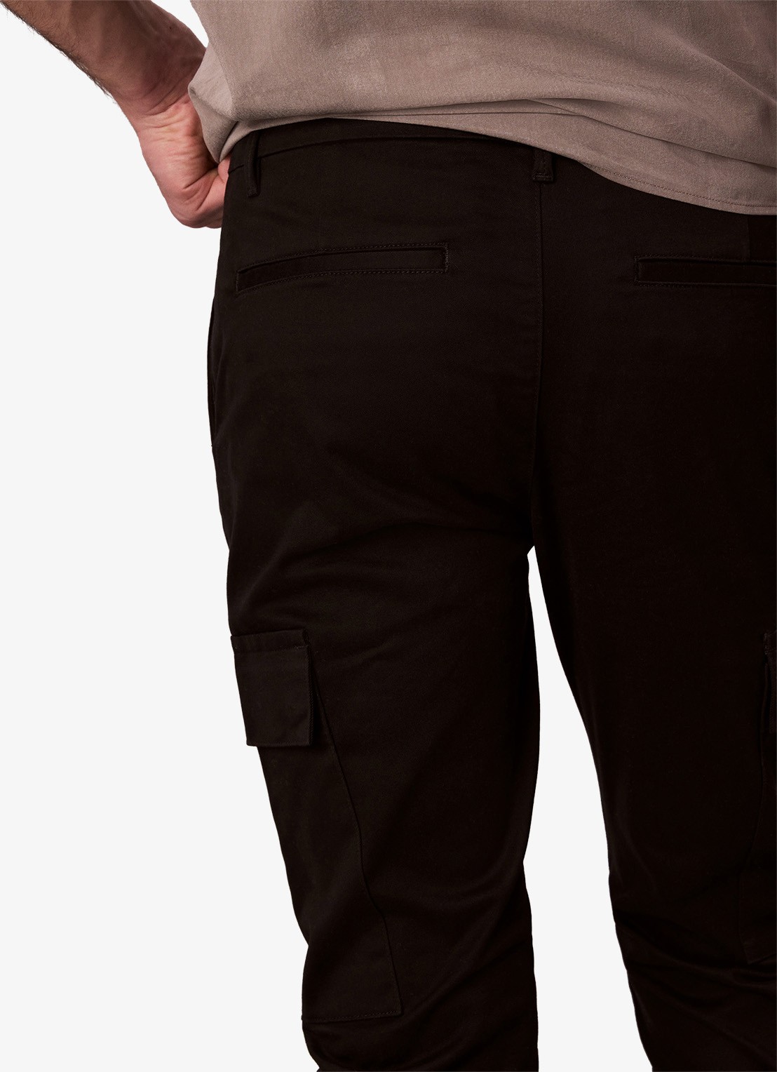 Calvin Klein Slim fit cargobroek met klepzakken - detail 3 zwart