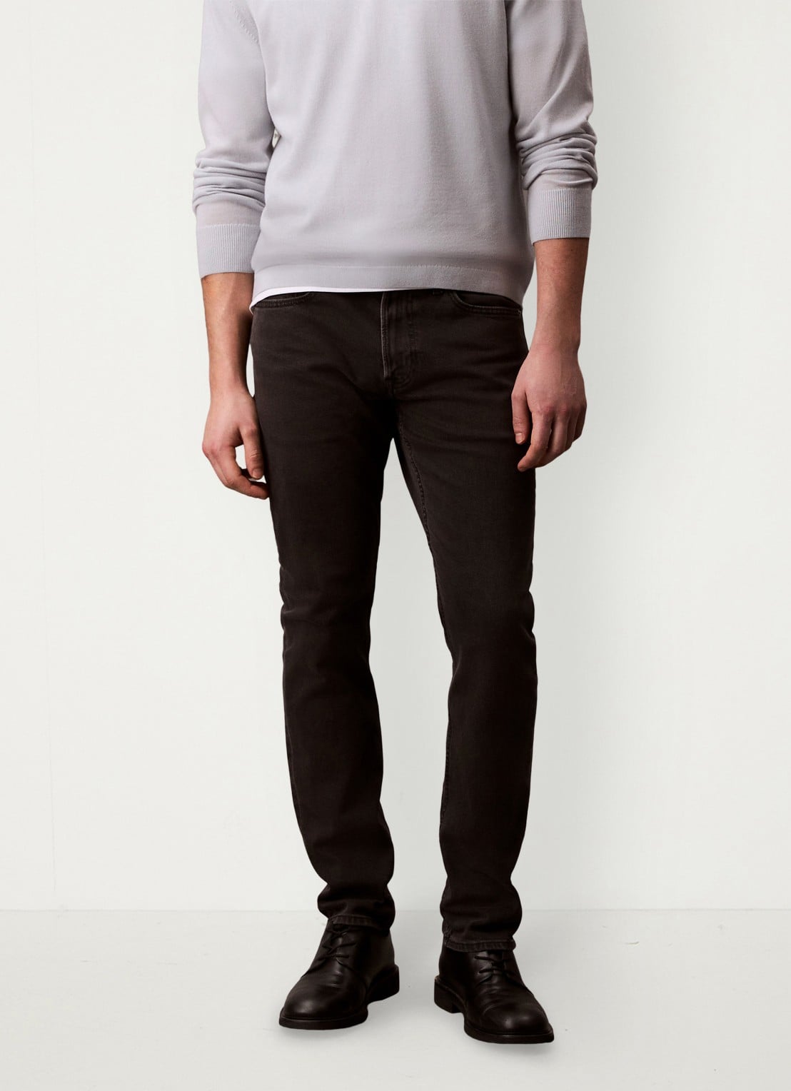 Calvin Klein Slim fit jeans met steekzakken - detail 2 donkergrijs