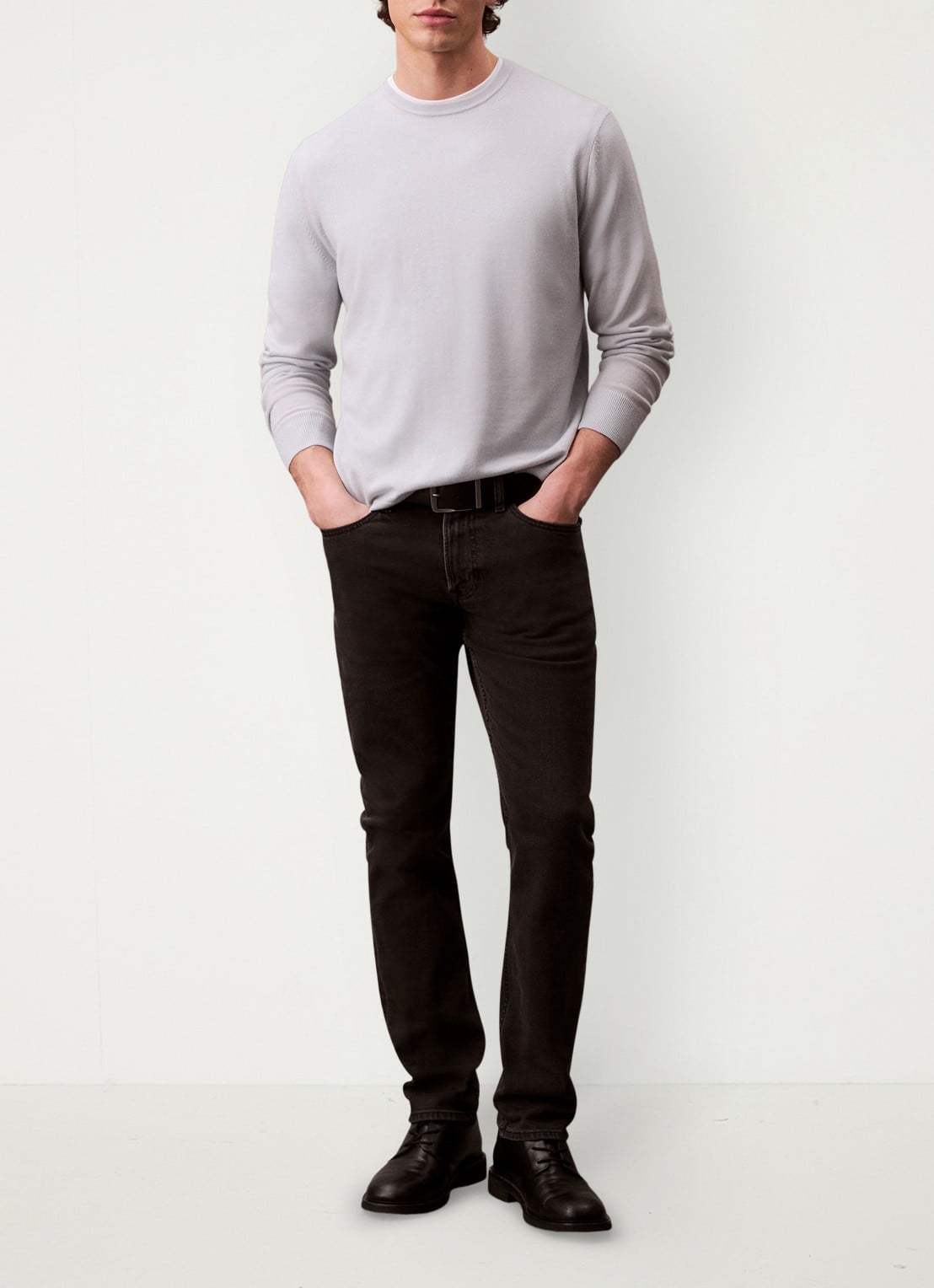 Calvin Klein Slim fit jeans met steekzakken - voorkant 8 donkergrijs