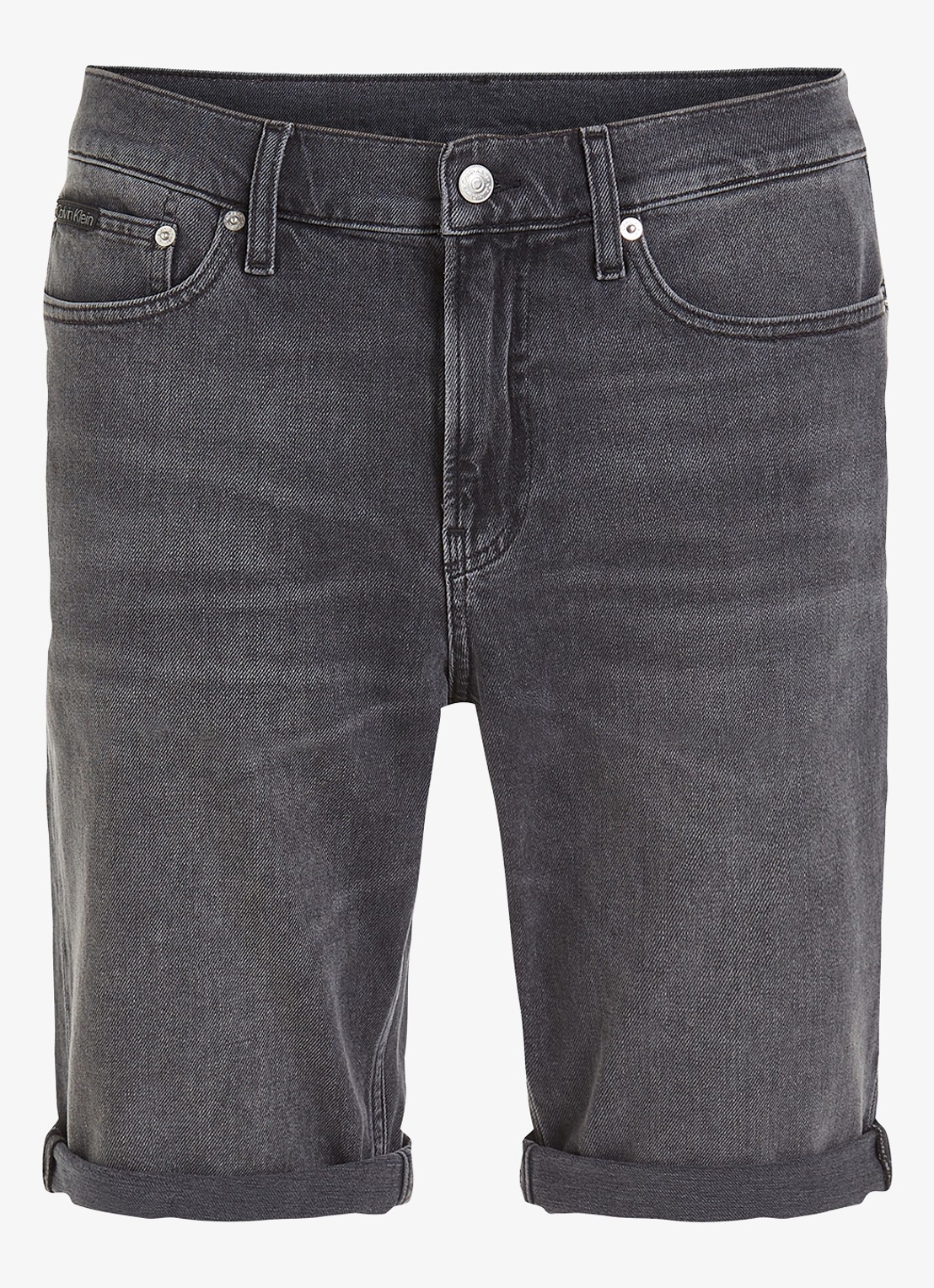 Calvin Klein Slim fit korte broek van denim met gekleurde wassing - voorkant 4 antraciet