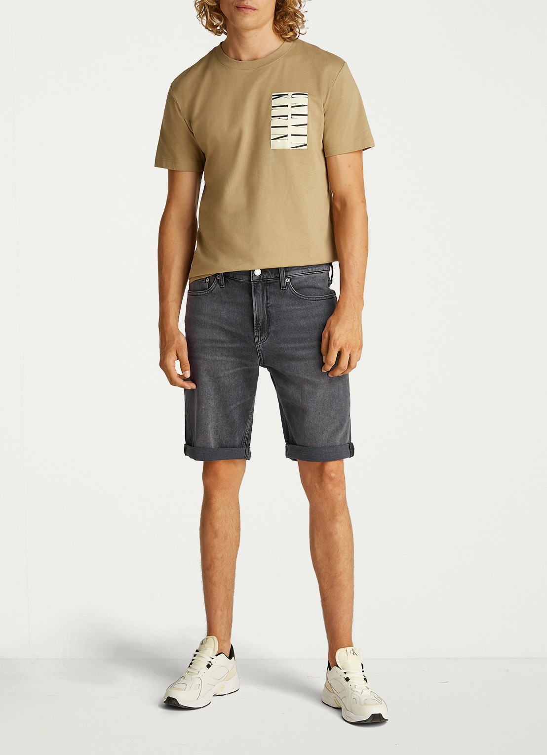 Calvin Klein Slim fit korte broek van denim met gekleurde wassing - voorkant 5 antraciet