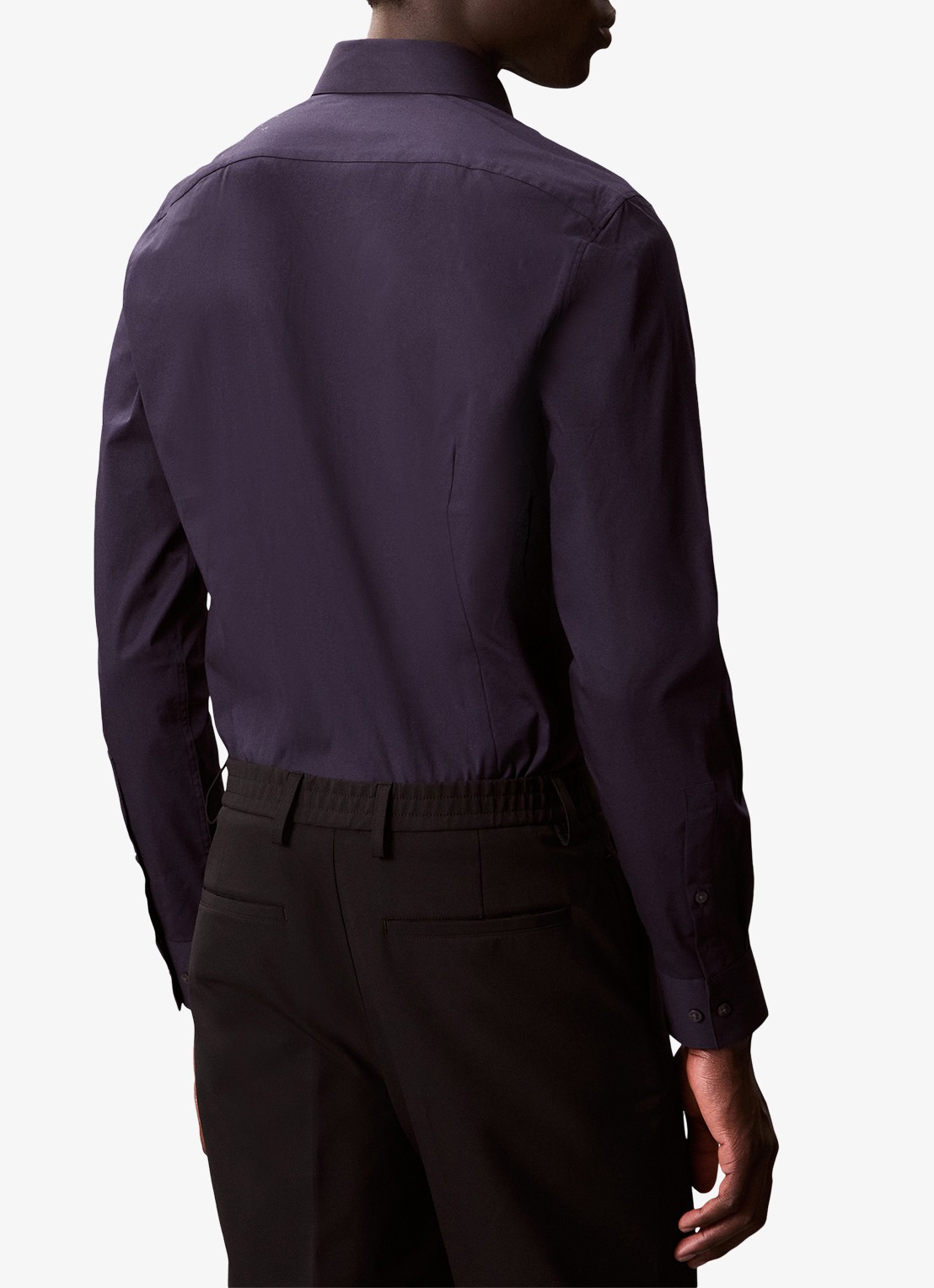 Calvin Klein Slim fit overhemd met dubbele manchet - detail 4 donkerblauw