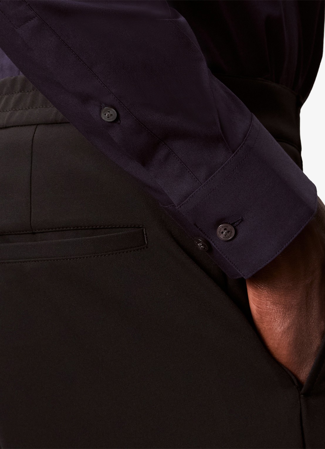 Calvin Klein Slim fit overhemd met dubbele manchet - detail 5 donkerblauw