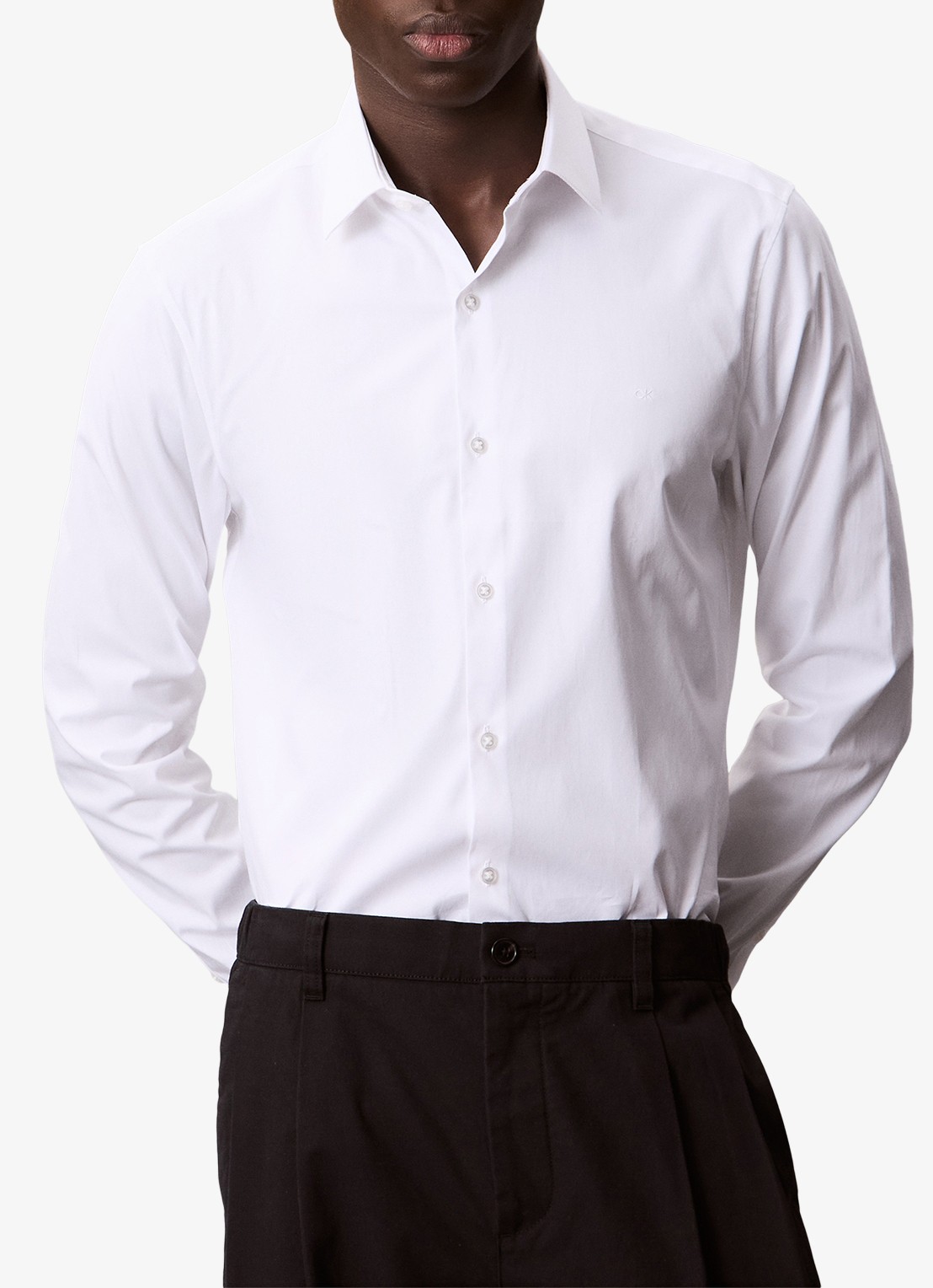 Calvin Klein Slim fit overhemd met dubbele manchet - detail 4 wit