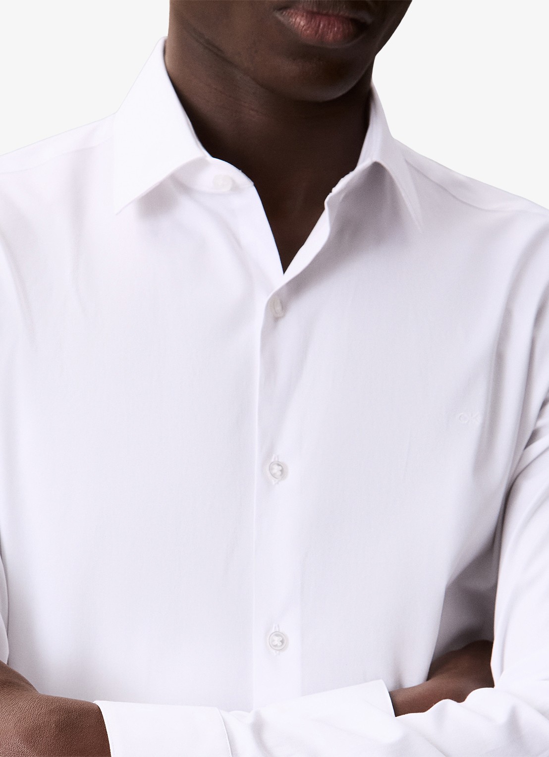 Calvin Klein Slim fit overhemd met dubbele manchet - detail 5 wit