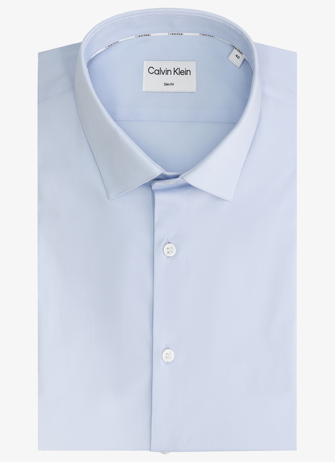 Calvin Klein Slim fit overhemd met dubbele manchet - voorkant blauw