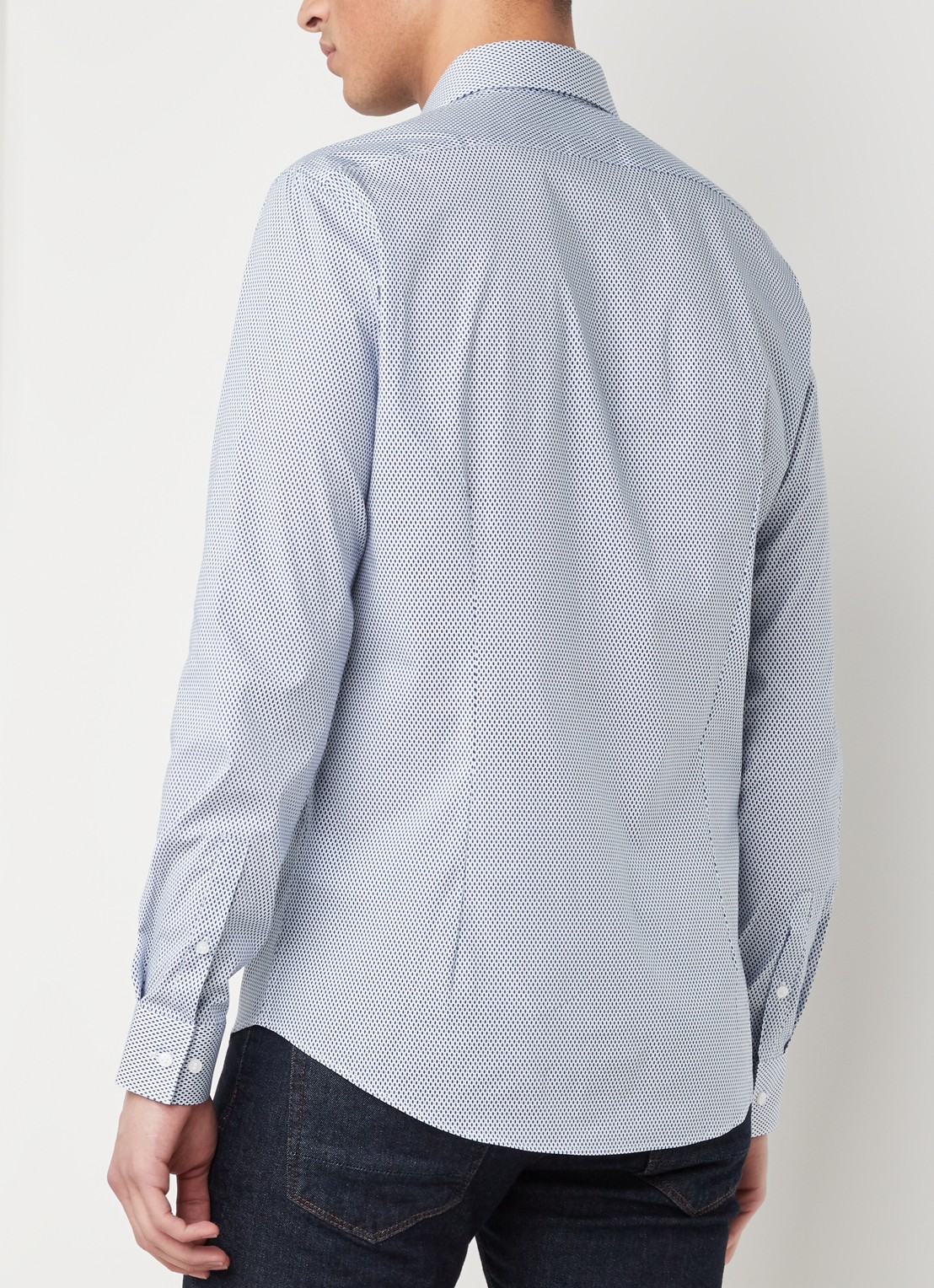 Calvin Klein Slim fit overhemd met stippendessin - achterkant 2 royalblauw
