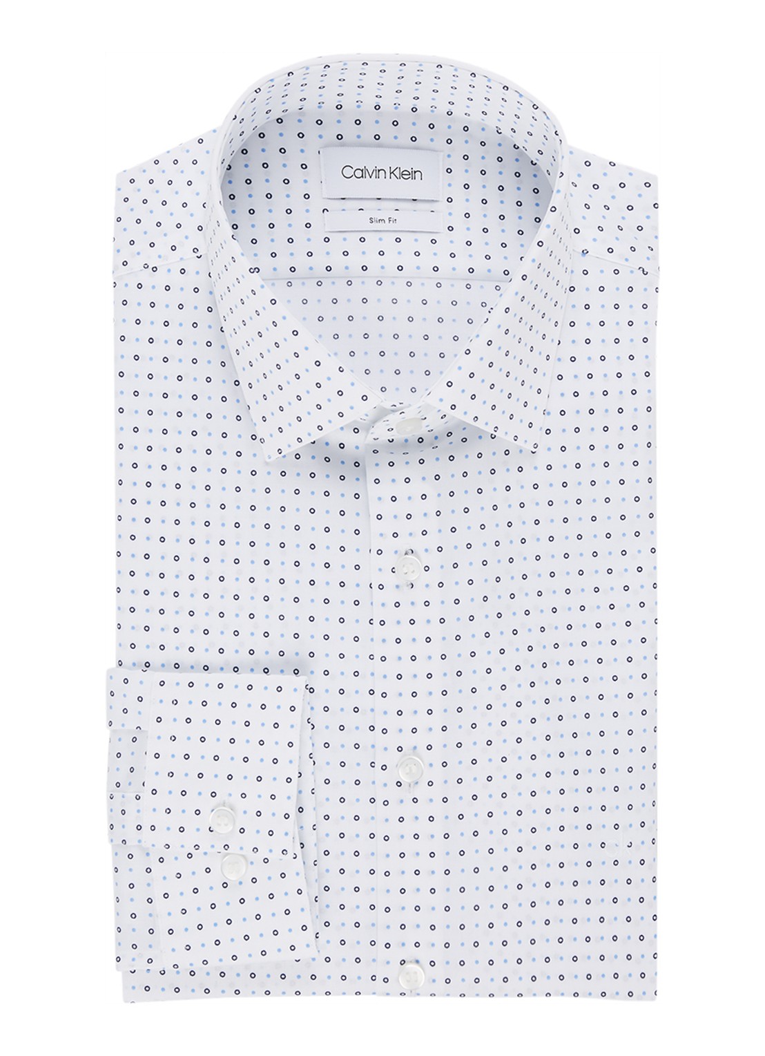 Calvin Klein Slim fit overhemd met stippendessin - voorkant 3 lichtblauw