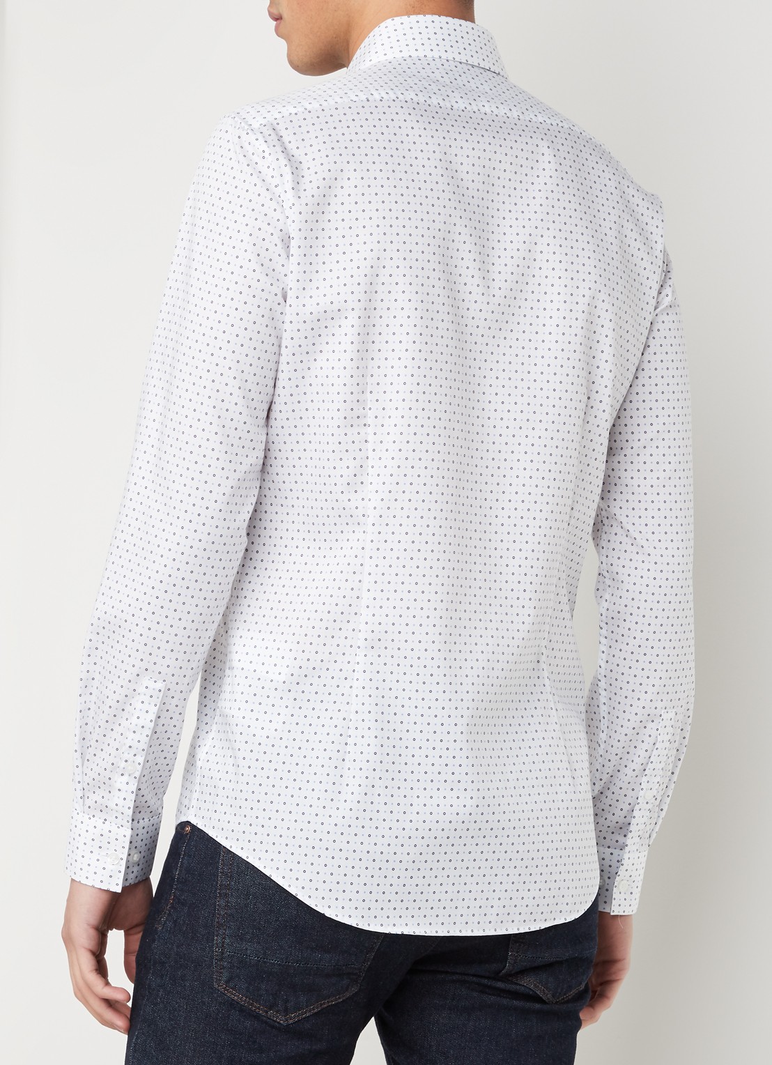 Calvin Klein Slim fit overhemd met stippendessin - achterkant lichtblauw
