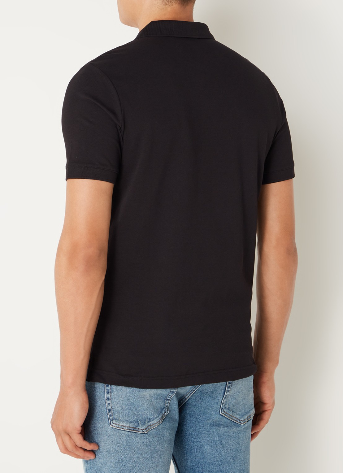 Calvin Klein Slim fit polo van piqué katoen met logo - achterkant zwart