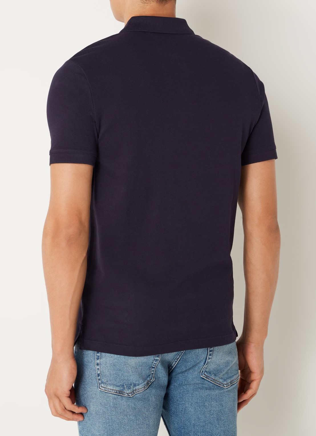 Calvin Klein Slim fit polo van piqué katoen met logo - achterkant donkerblauw