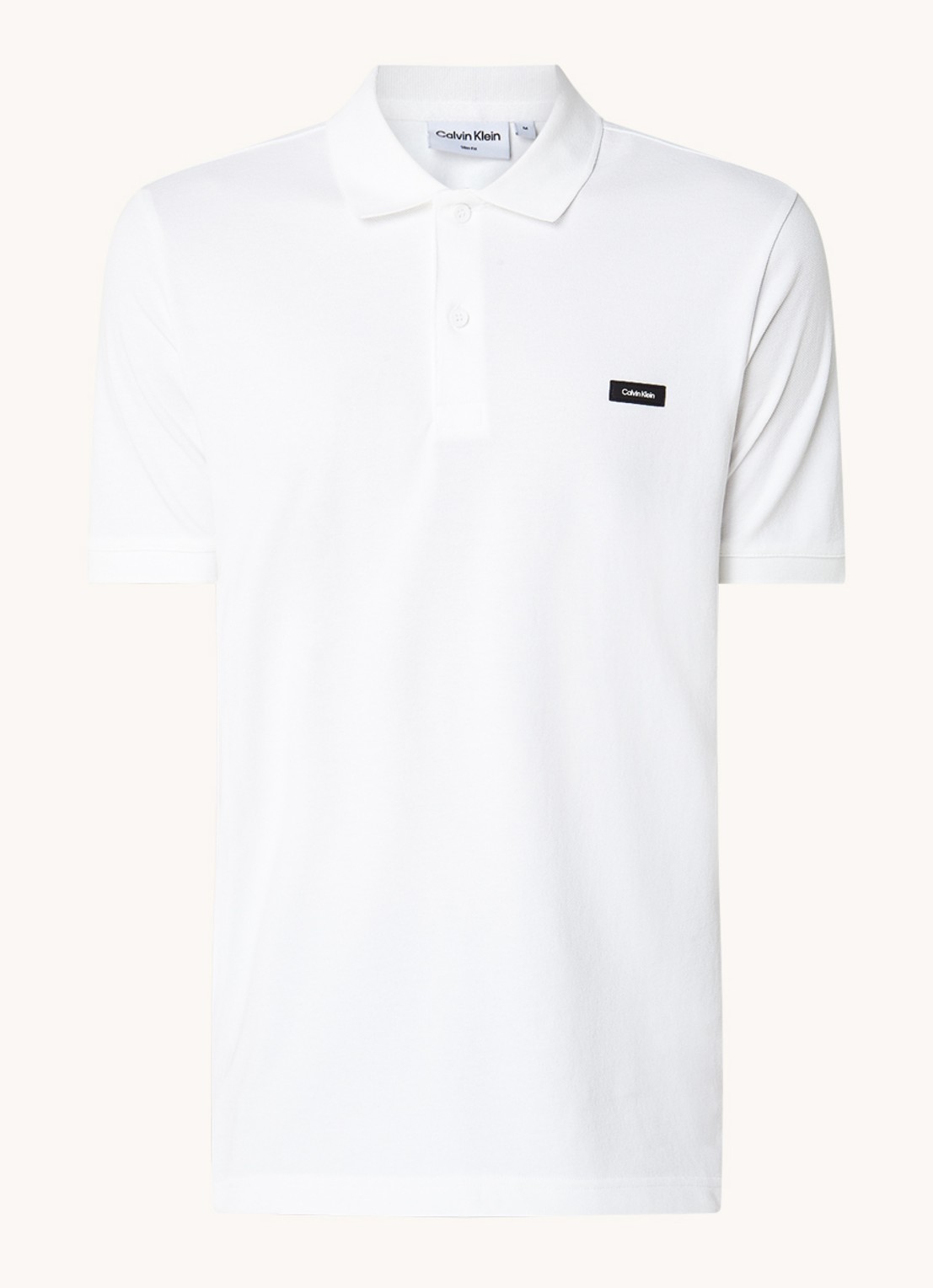 Calvin Klein Slim fit polo van piqué katoen met logo - voorkant 2 wit