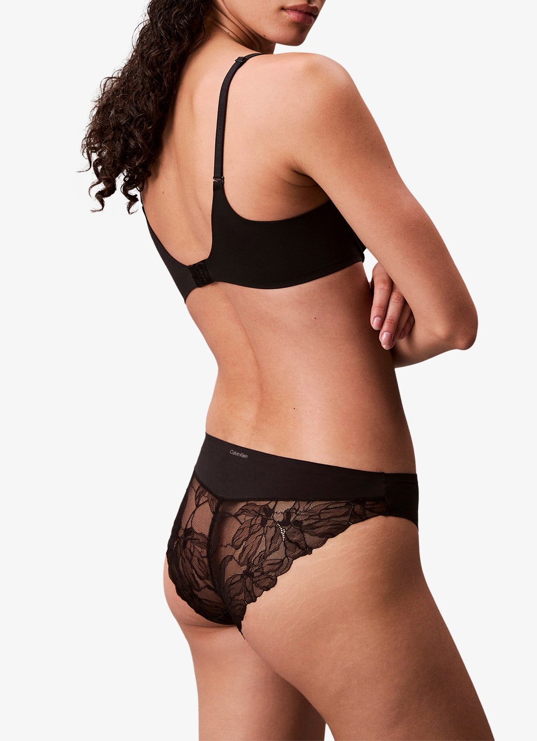 Calvin Klein Slip met details van kant - achterkant zwart