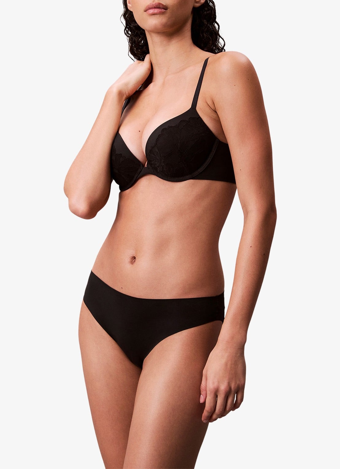 Calvin Klein Slip met details van kant - voorkant 3 zwart