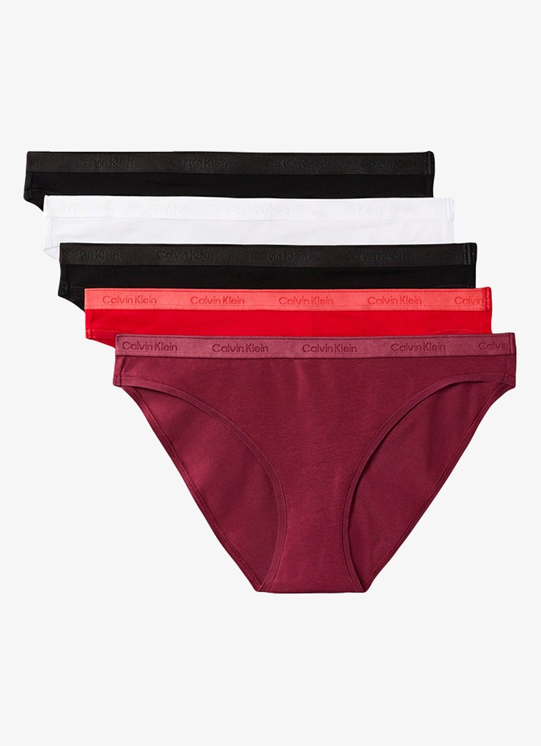 Calvin Klein Slip met logoband in 5-pack - voorkant 2 rood