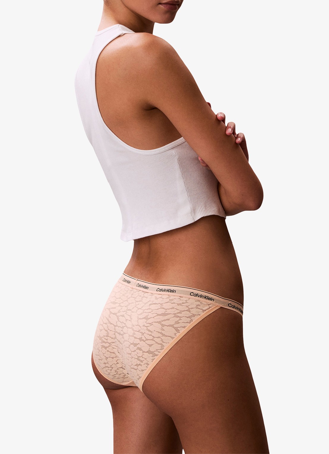 Calvin Klein Slip met logoband - achterkant 4 perzikroze